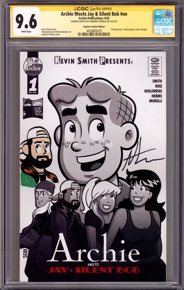 Archie Meets Jay & Silent Bob   [nn] CGC 9.6 (NM+) Silent Bob Remark  (2025) Thomas Homage   Exclusive Variant  Signed x1 Cover Andrew Thomas