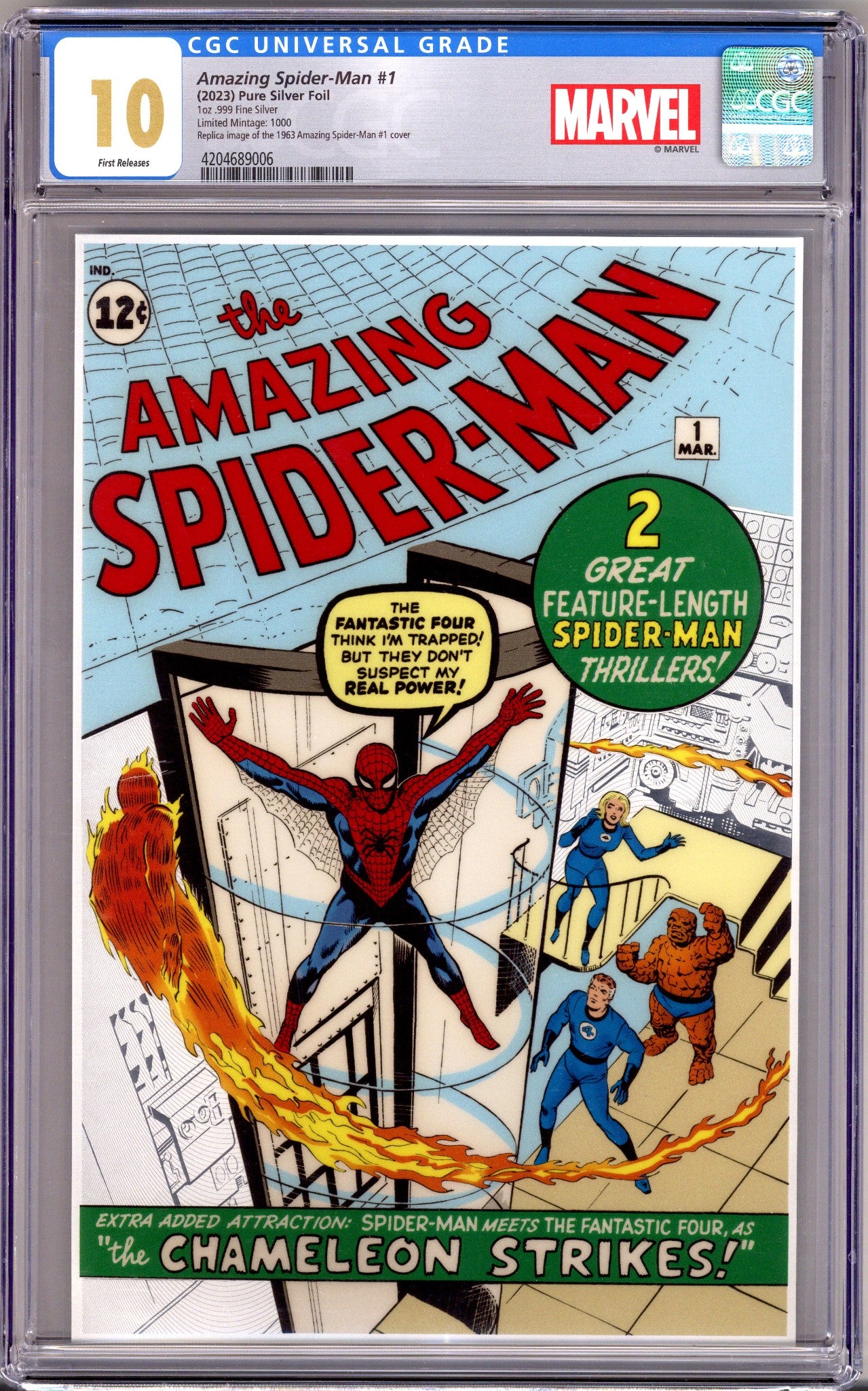 Amazing Spider-Man 1oz Pure Silver Foil 1 CGC 10 (GEM) (2023) 