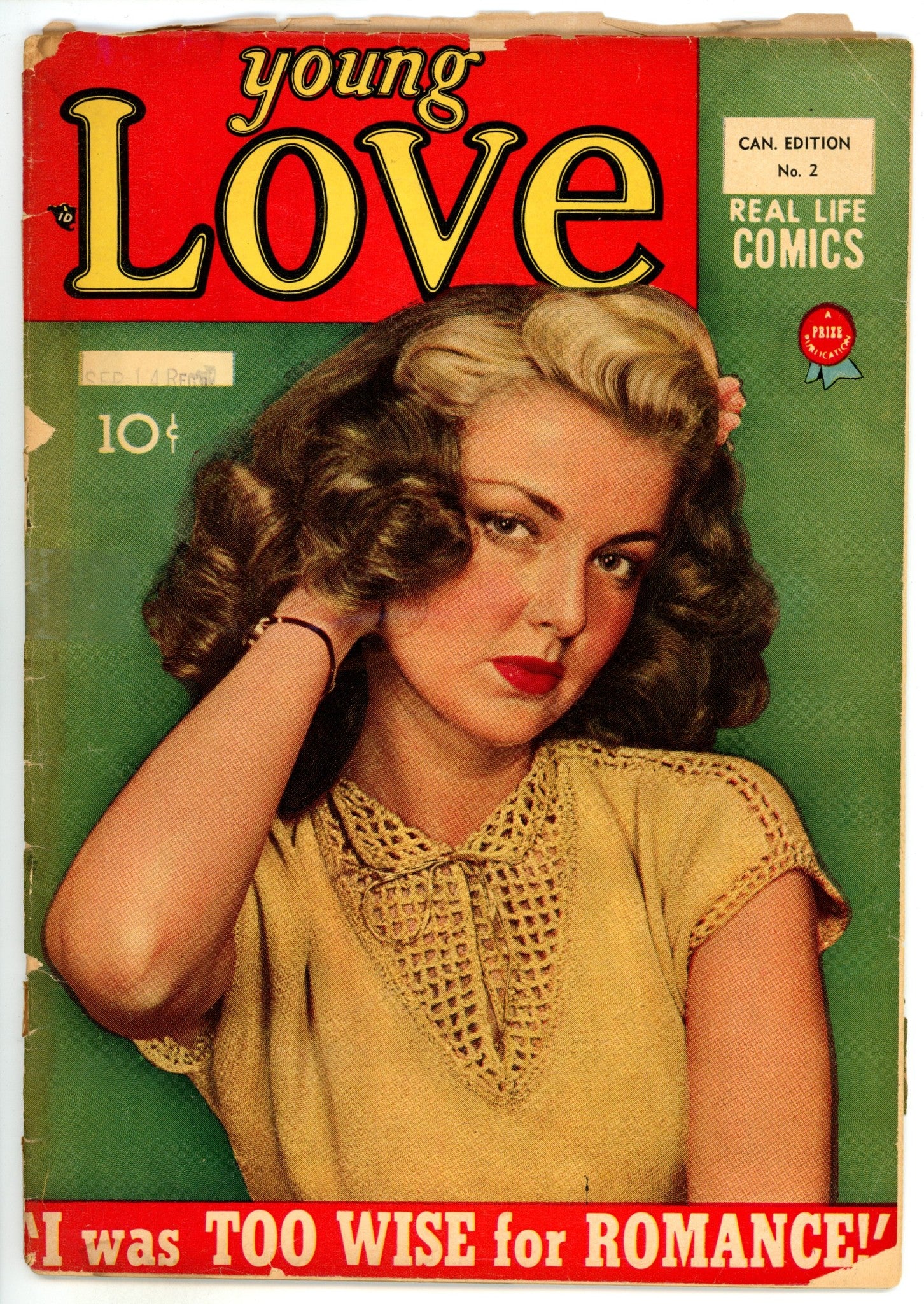 Young Love 2 PR (0.5) Cover Det. Spine Split (1949) Canadian Edition 