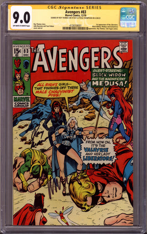The Avengers Vol 1 83 CGC 9.0 (VF/NM) (1970) Signed x2 Cover Tessa Thompson & Roy Thomas
