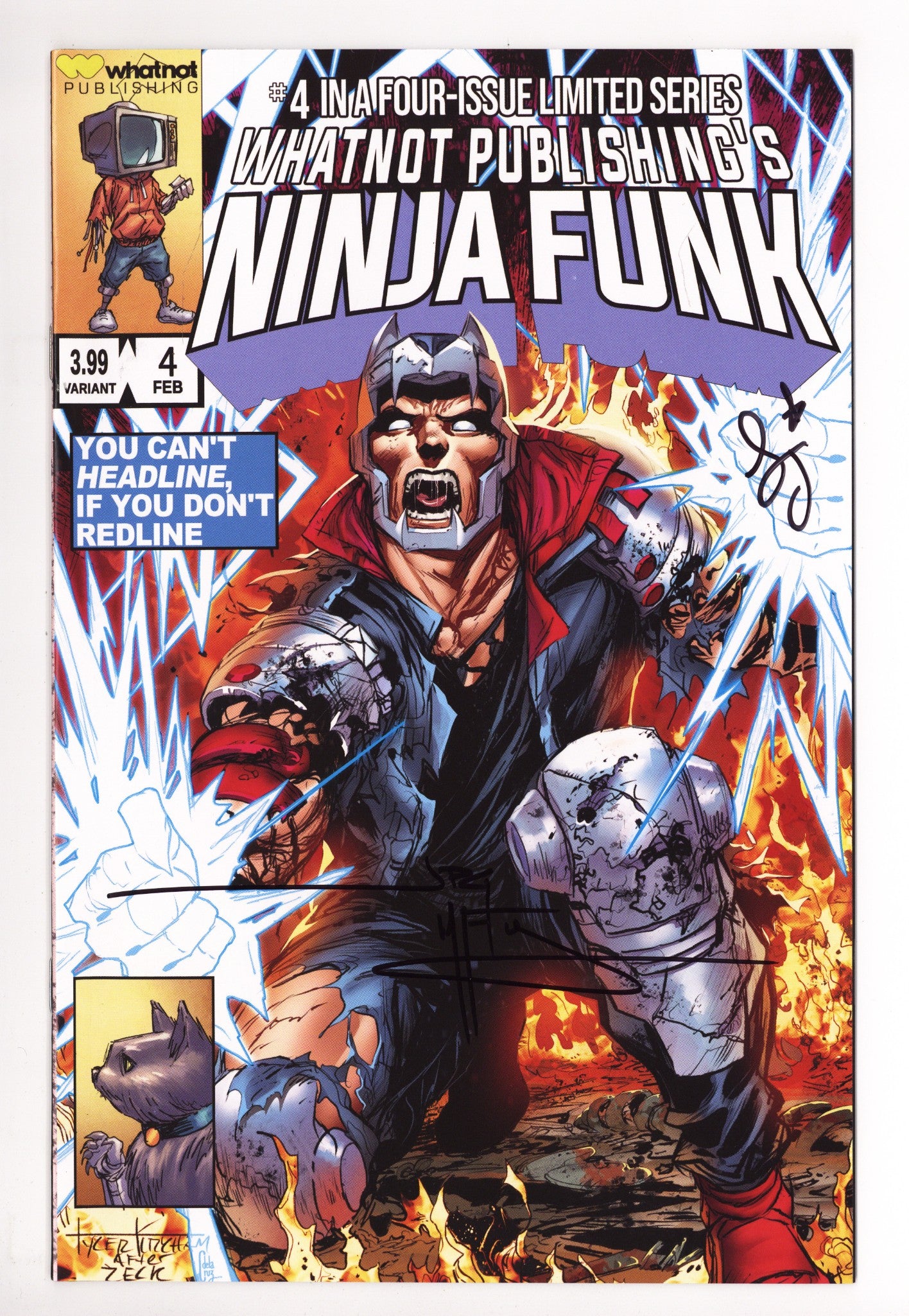 Ninja Funk   4  NM- (9.2)   (2023) Kirkham Homage   Variant  Signed x2 Cover SJ & JPG 