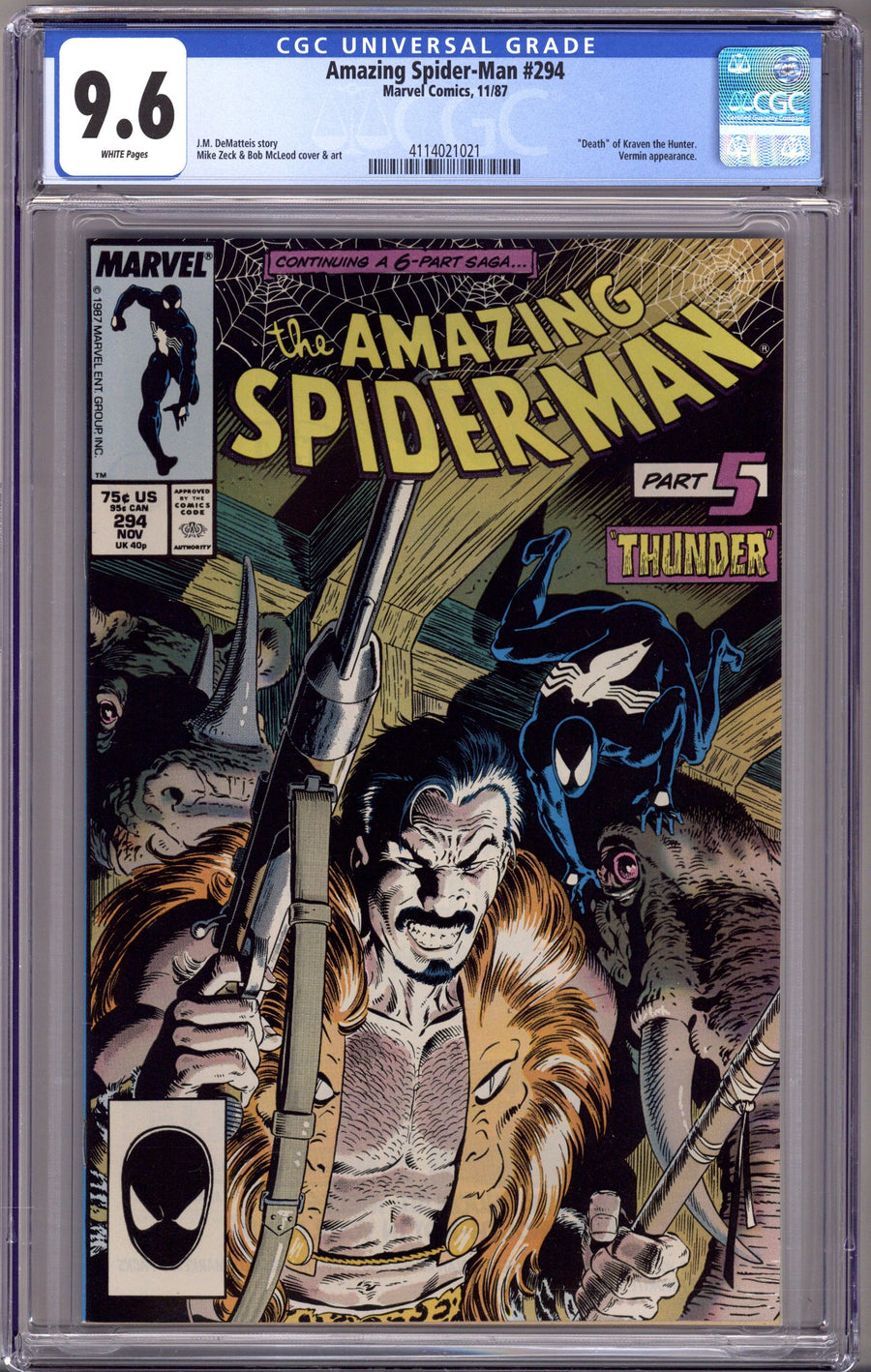 The Amazing Spider-Man Vol 1 294 CGC 9.6 (NM+) (1987) 