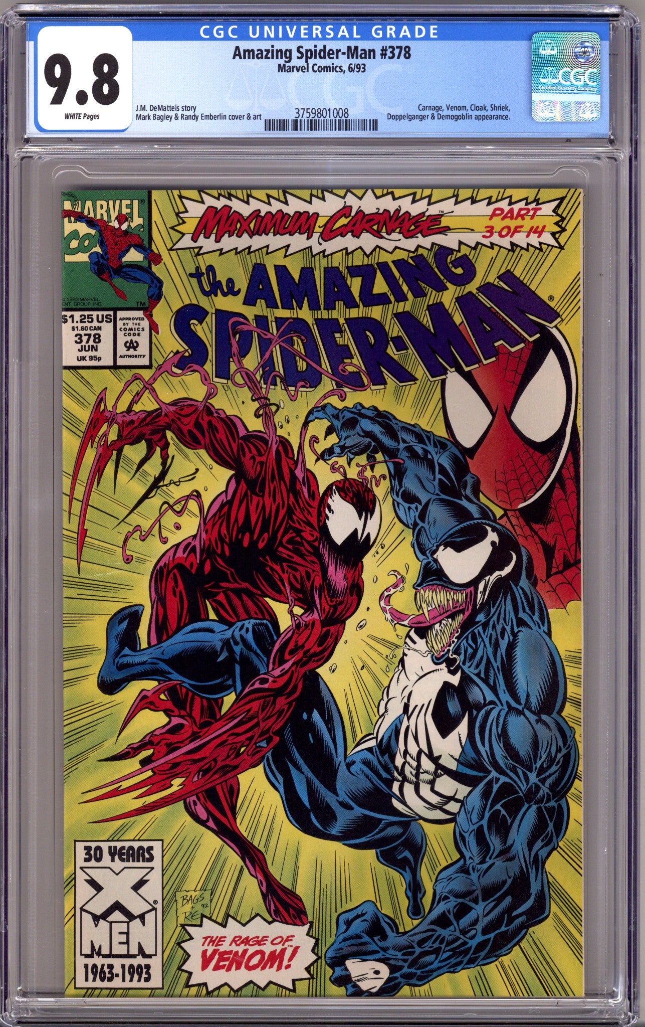 The Amazing Spider-Man Vol 1 378 CGC 9.8 (NM/M) (1993)