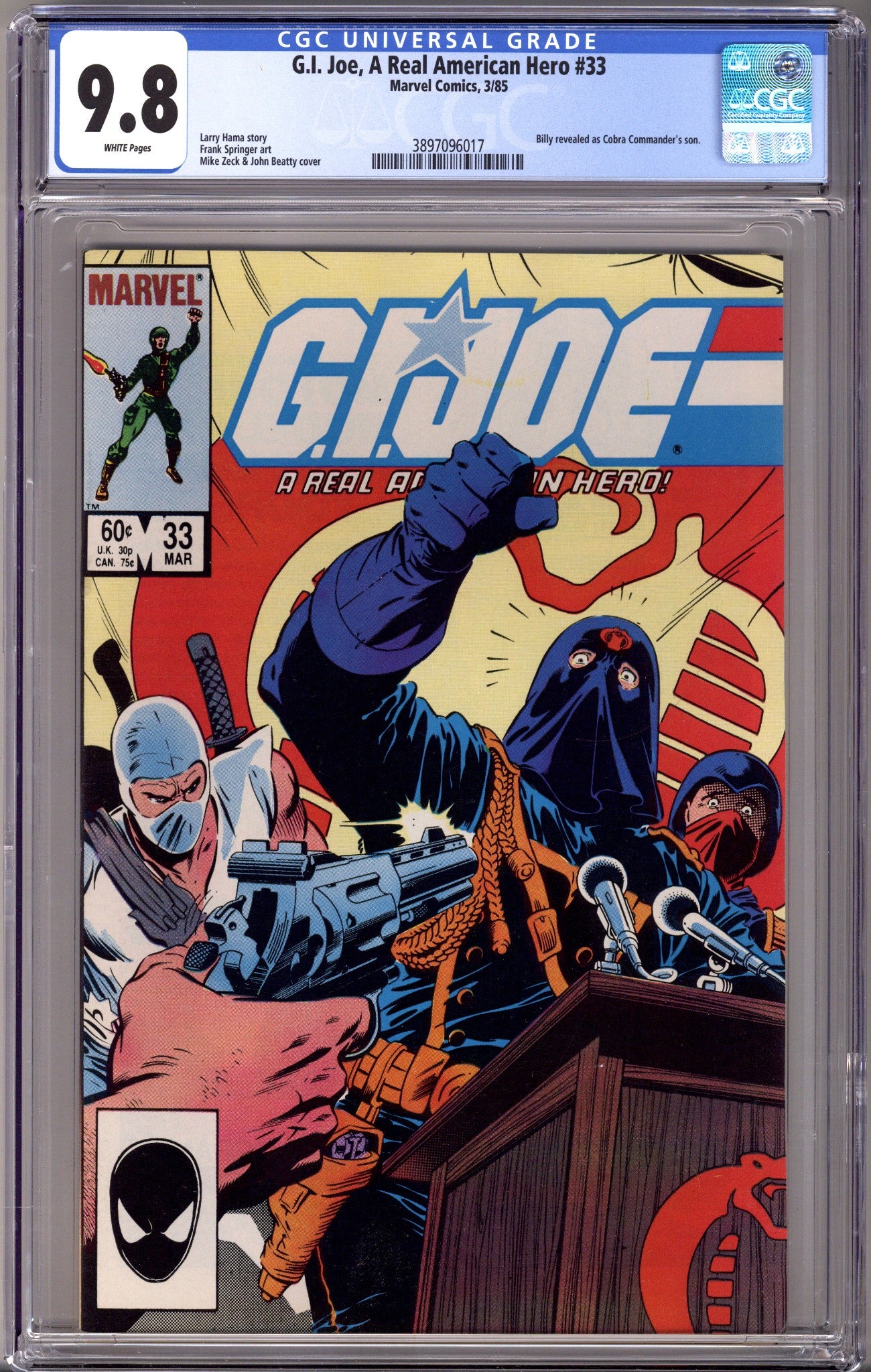G.I. Joe, A Real American Hero 33 CGC 9.8 (NM/M) (1985) 