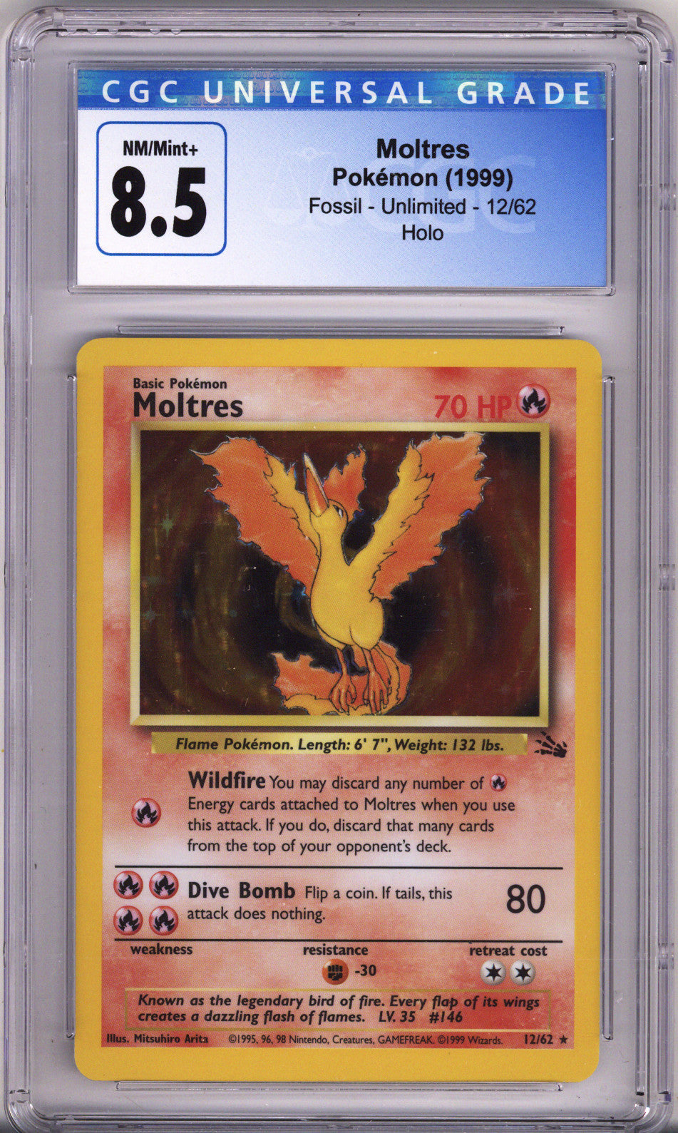 Pokemon Fossil Moltres Holo CGC Nm/Mint Plus 8.5 (1999)