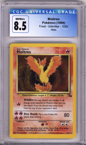 Pokemon Fossil Moltres Holo CGC Nm/Mint Plus 8.5 (1999)