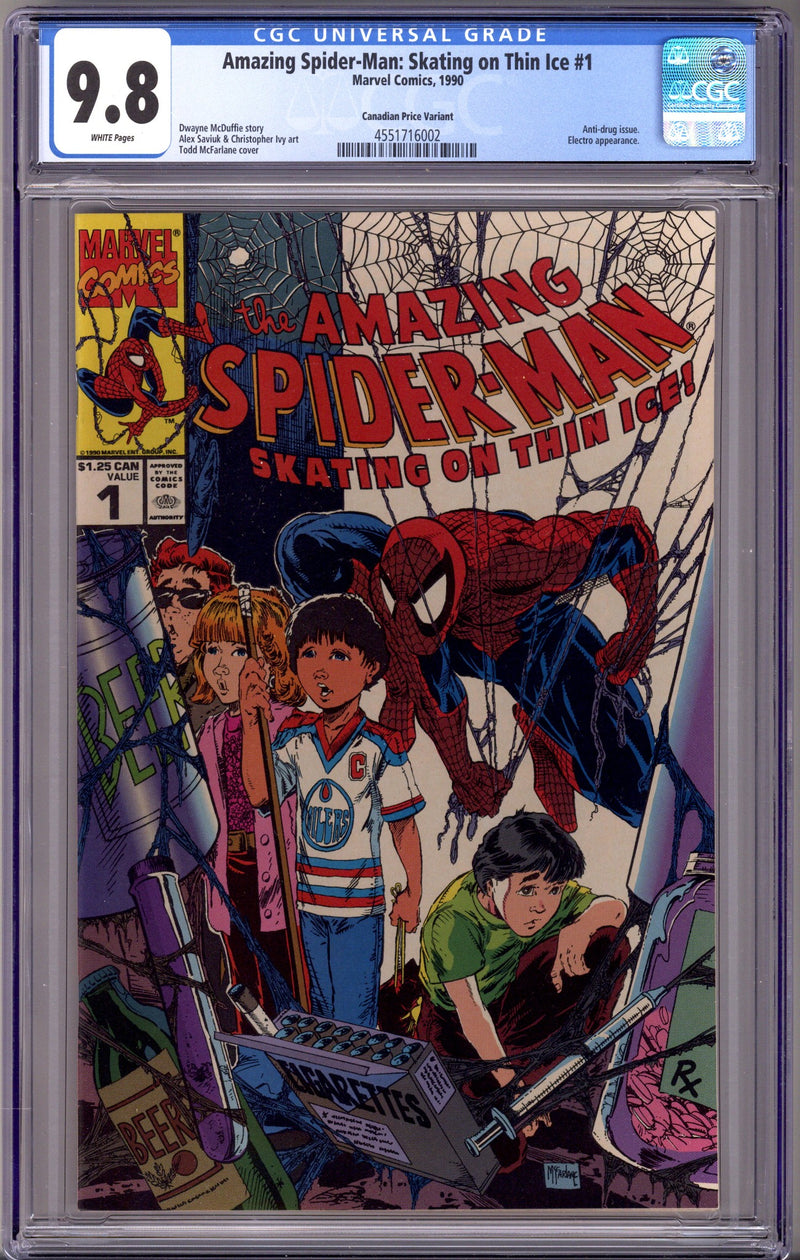 The Amazing Spider-Man: Skating on Thin Ice 1 CGC 9.8 (NM/M) (1990) Canadian Price Variant 