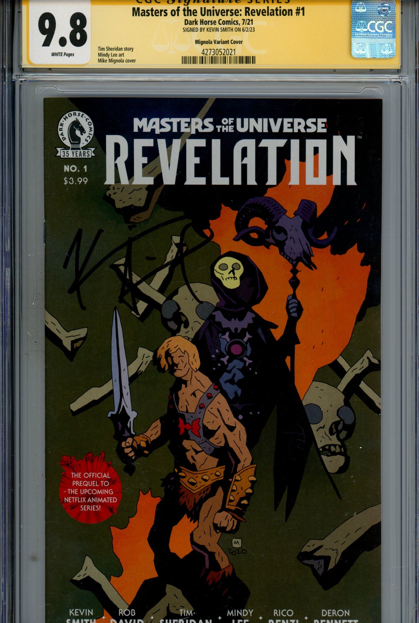 Masters of the Universe: Revelation 1 Mignola Variant CGC 9.8 Signed Kevin Smith (2021)