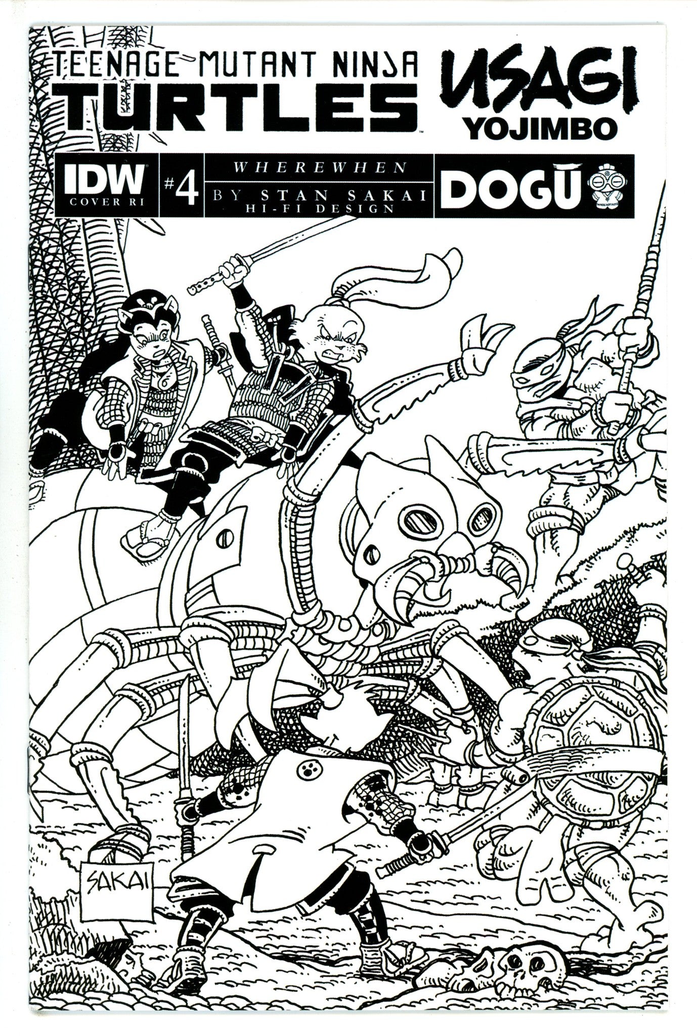 Teenage Mutant Ninja Turtles / Usagi Yojimbo: WhereWhen 4 Sakai B&W Incentive Variant VF/NM (2023)