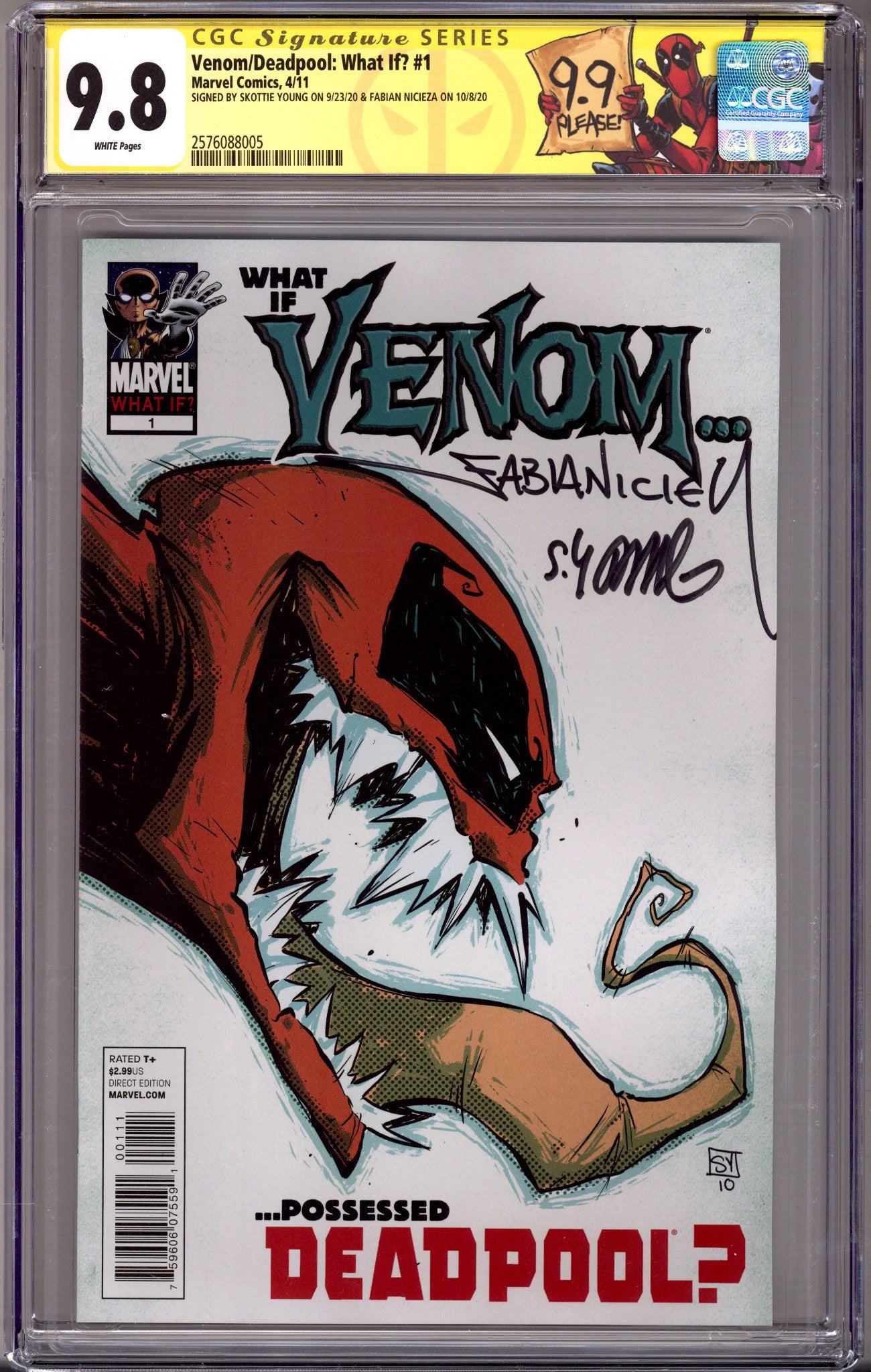 Venom / Deadpool: What If? 1 CGC 9.8 (NM/M) (2011) Signed x2 Cover Skottie Young & Fabian Nicieza 