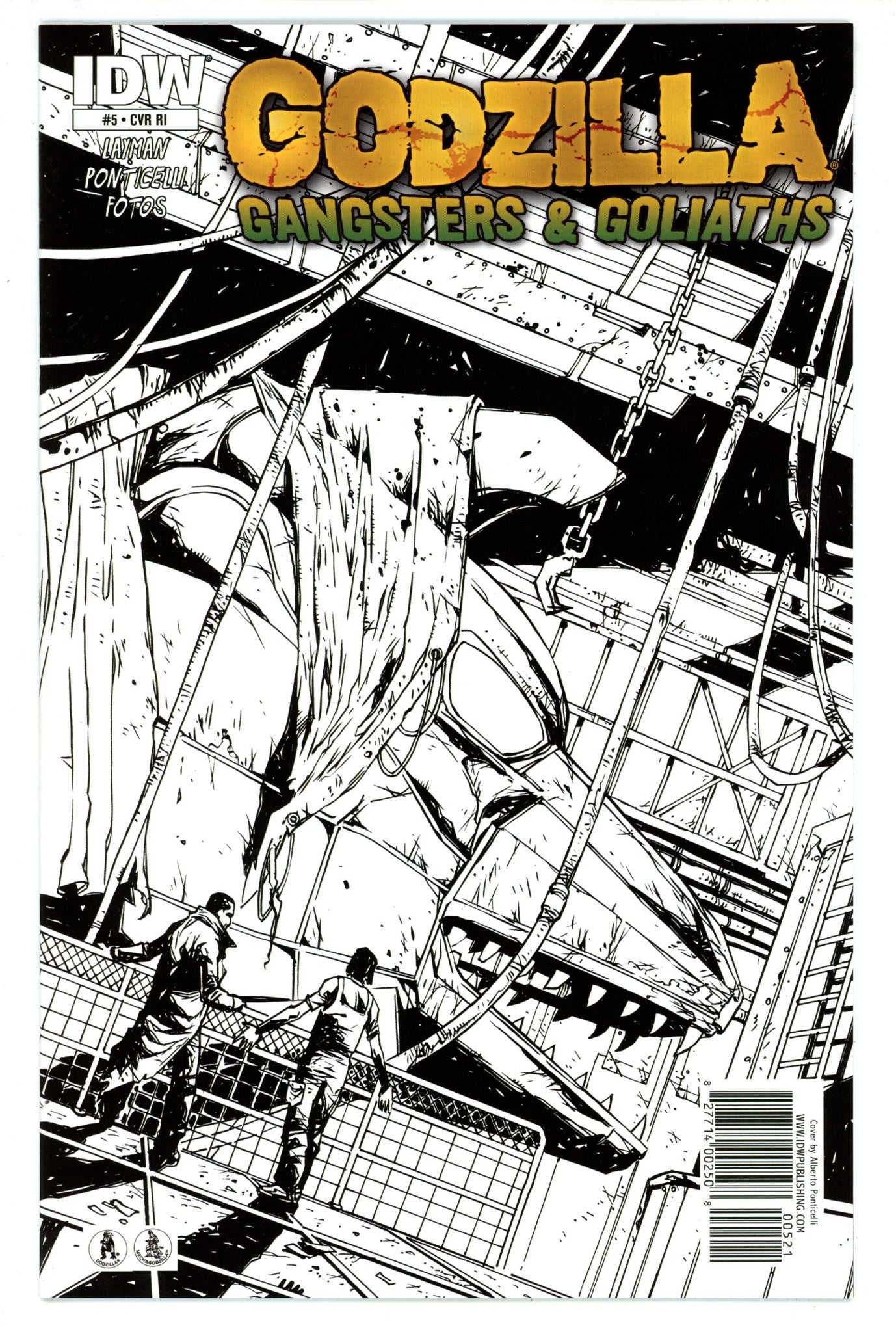 Godzilla: Gangsters and Goliaths 5 VF/NM (9.0) (2011) Ponticelli B&W Incentive Variant 