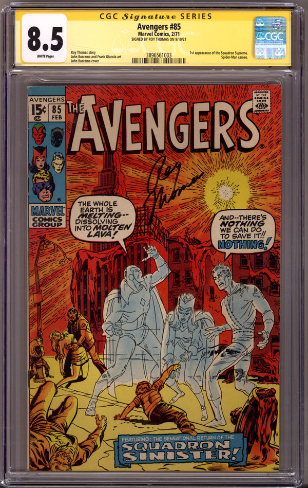The Avengers Vol 1 85 CGC 8.5 (VF+) (1971) Signed x1 Cover Roy Thomas