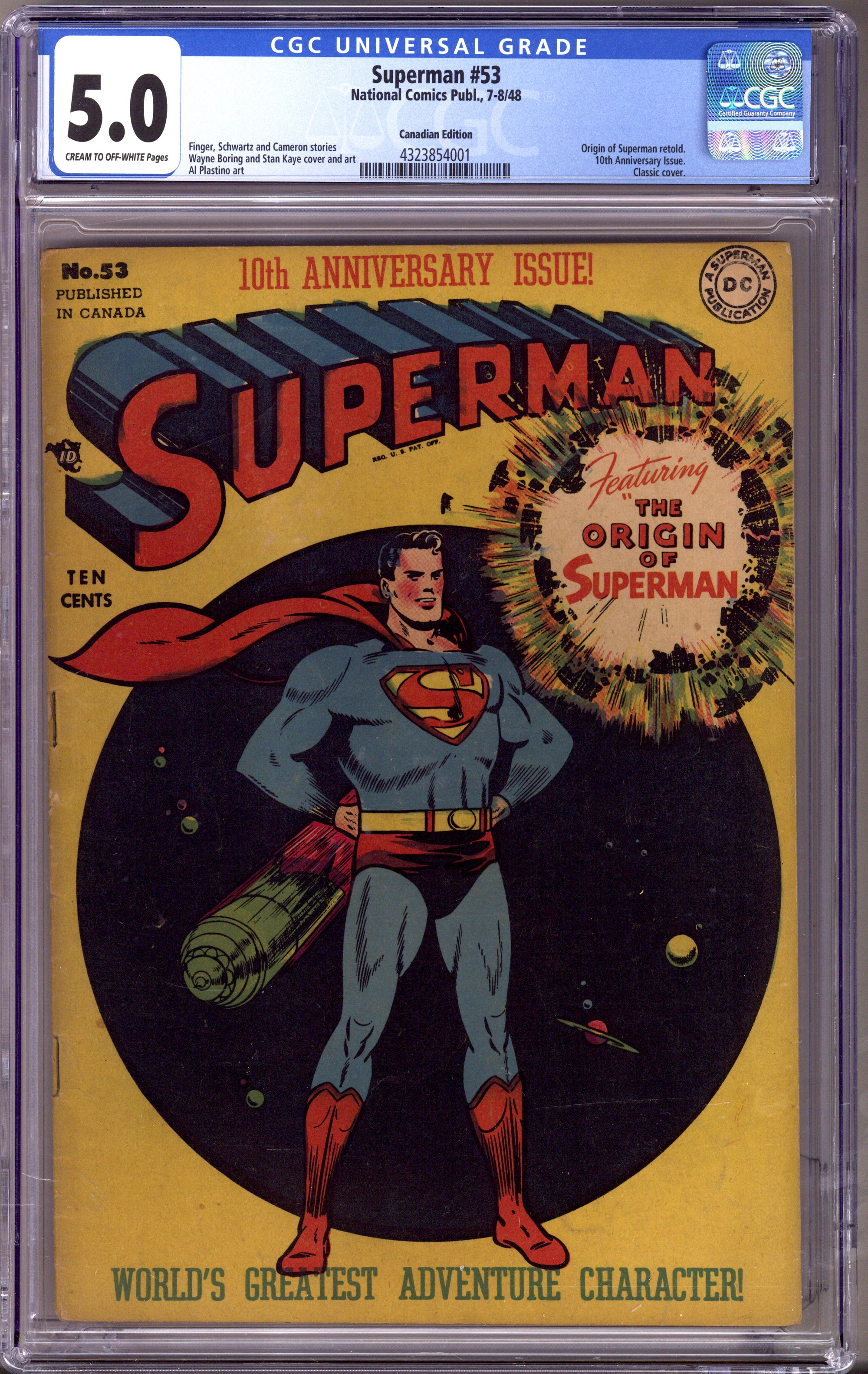 Superman Vol 1 53 CGC 5.0 (VG/FN) (1948) Canadian Edition 