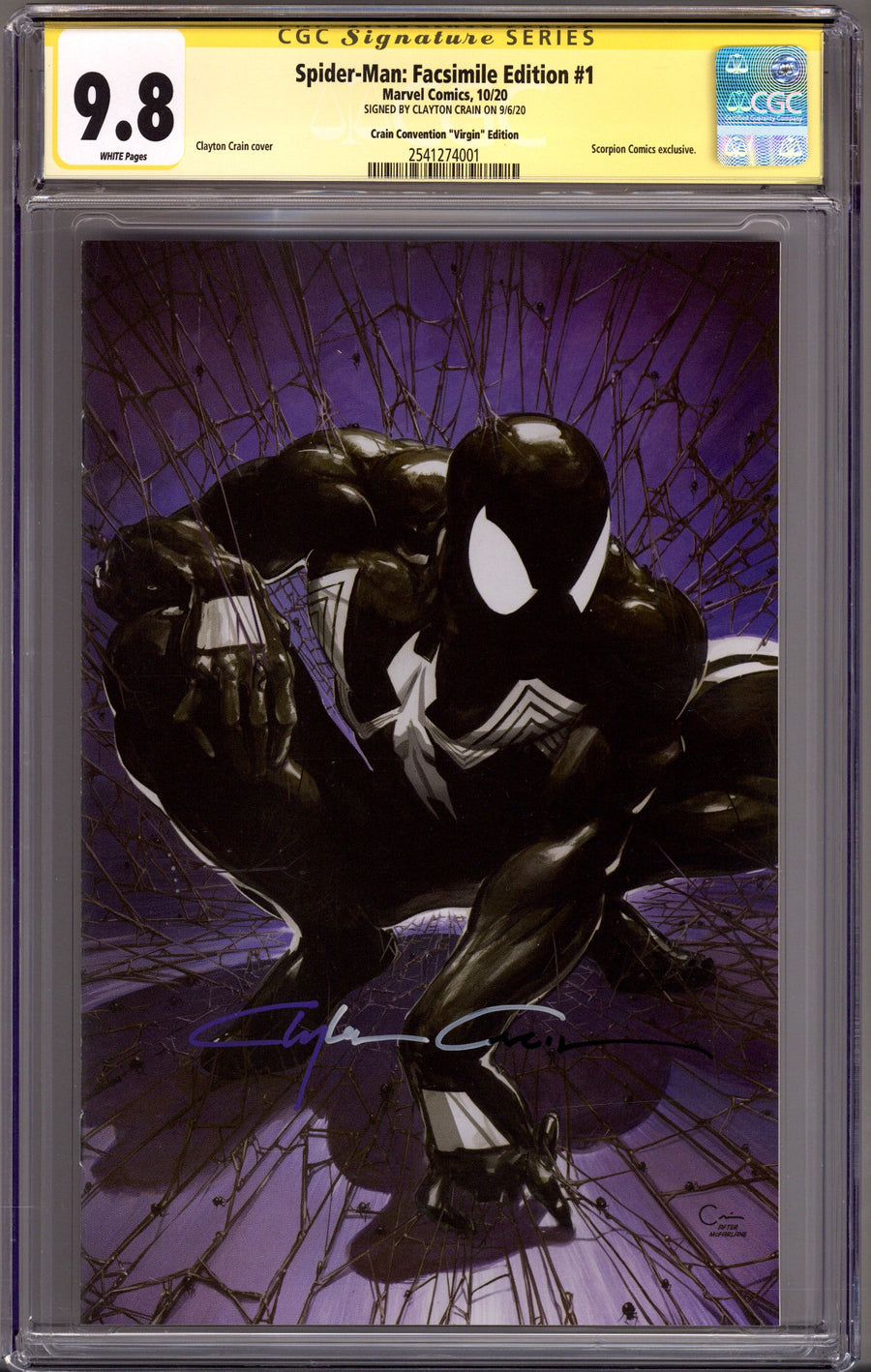Spider-Man No. 1 Facsimile Edition [nn] CGC 9.8 (NM/M) (2020) Crain Virgin Exclusive Variant Signed x1 Cover Clayton Crain 
