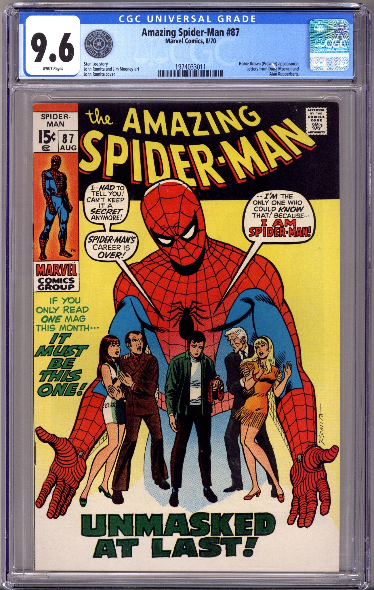 The Amazing Spider-Man Vol 1 87 CGC 9.6 (NM+) Oregon Coast Collection (1970) 