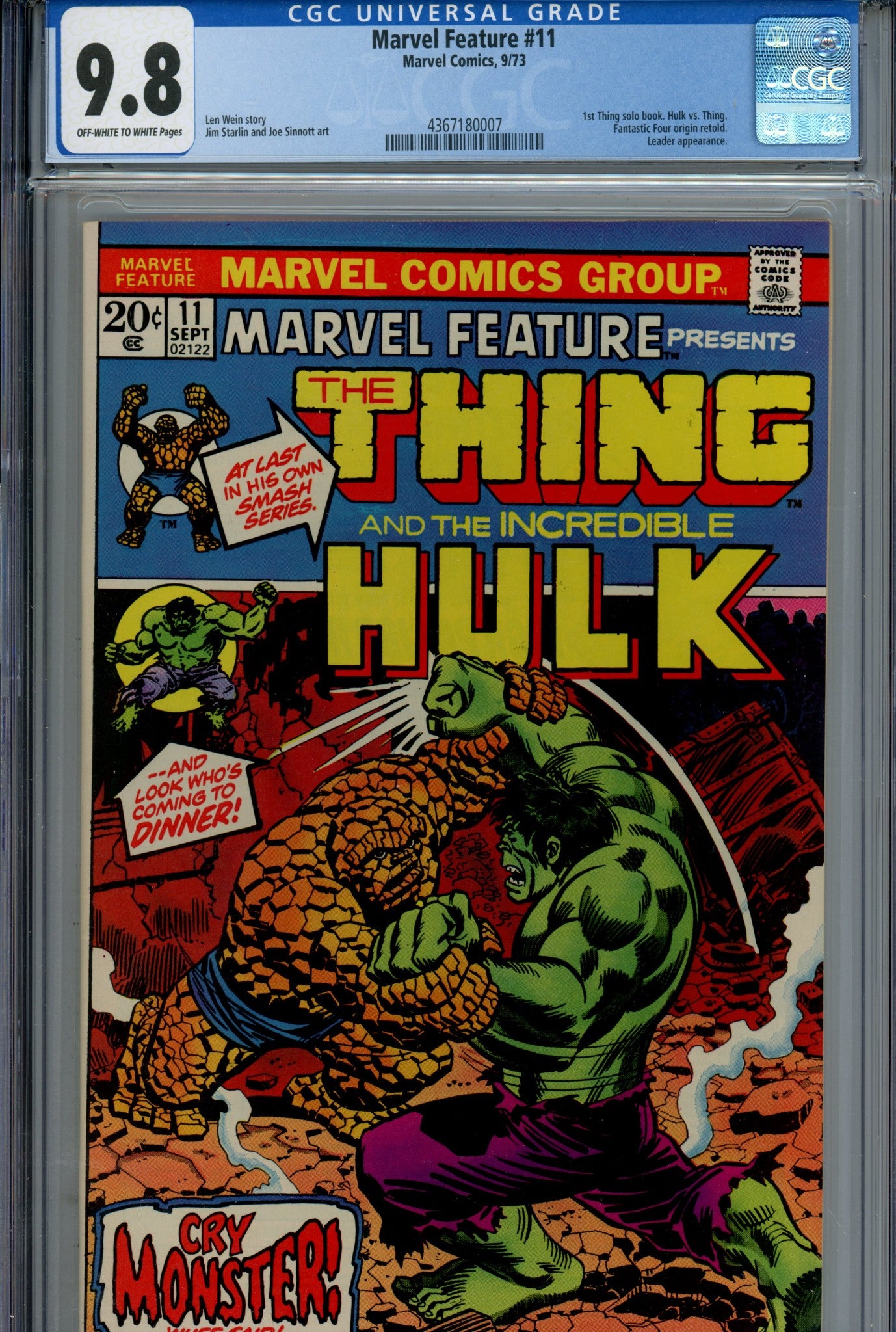 Marvel Feature Vol 1 11 CGC 9.8 (NM/M) (1973) 