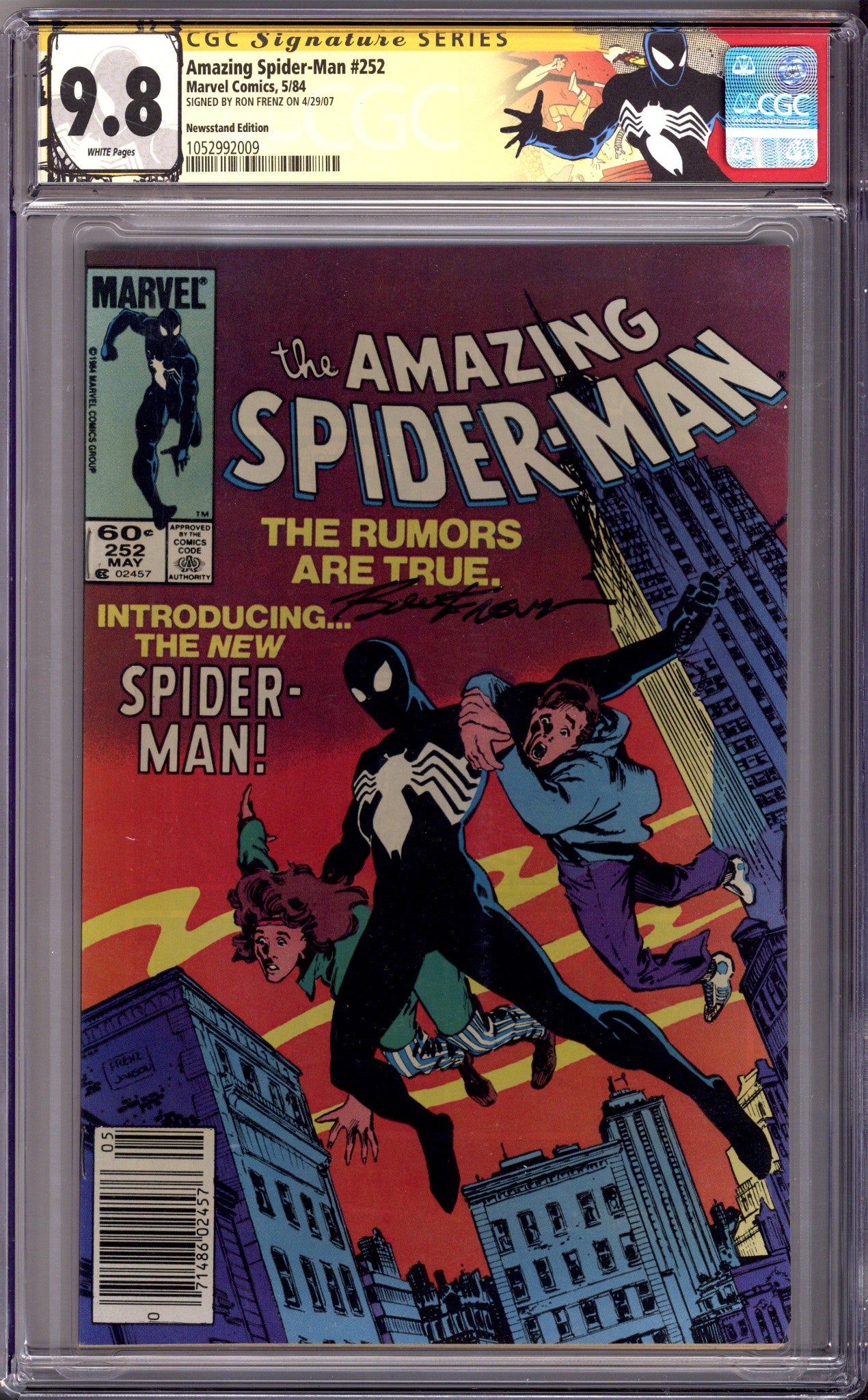 The Amazing Spider-Man Vol 1 252 CGC 9.8 (NM/M) (1984) Newsstand Signed x1 Cover Ron Frenz 