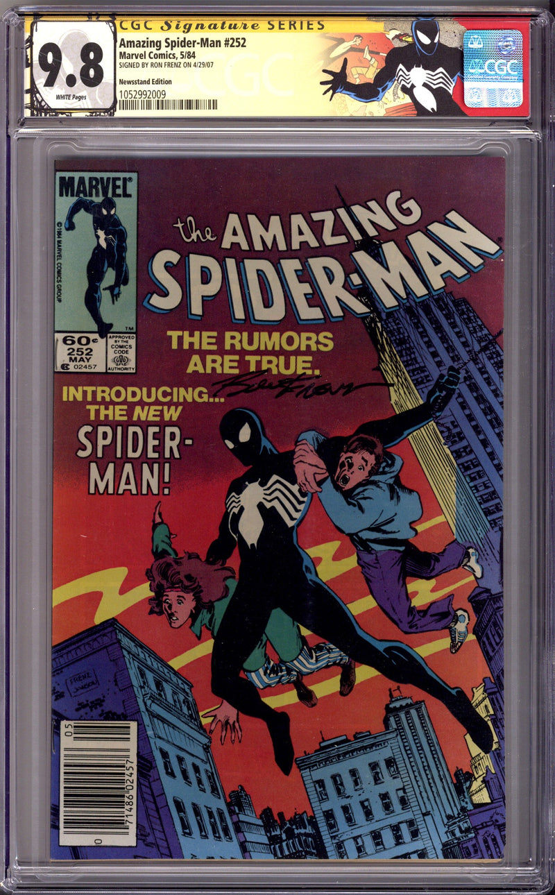 The Amazing Spider-Man Vol 1 252 CGC 9.8 (NM/M) (1984) Newsstand Signed x1 Cover Ron Frenz 
