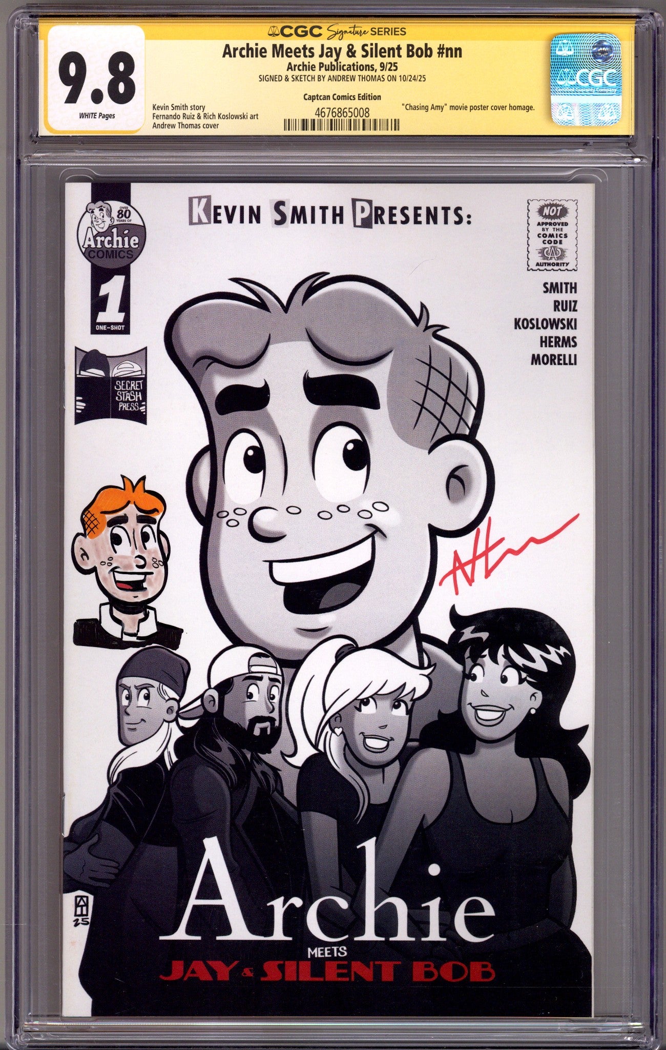 Archie Meets Jay & Silent Bob   [nn] CGC 9.8 (NM/M) Archie Remark  (2025) Thomas Homage   Exclusive Variant  Signed x1 Cover Andrew Thomas 