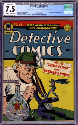 Detective Comics Vol 1 77 CGC 7.5 (VF-) Conserved (1943)