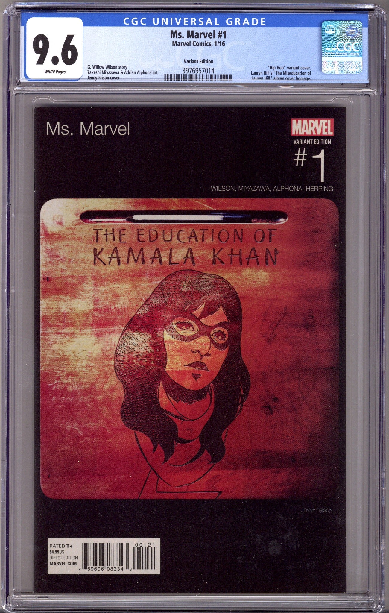 Ms. Marvel Vol 4 1 Frison Hip-Hop Variant CGC 9.6 (2015)