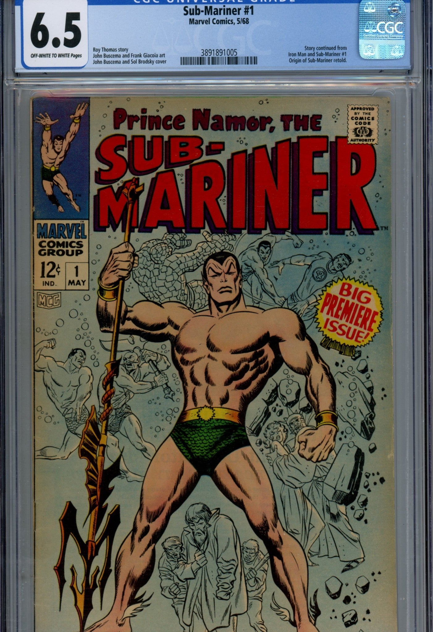 Sub-Mariner Vol 1 1 CGC 6.5 (FN+) (1968) 
