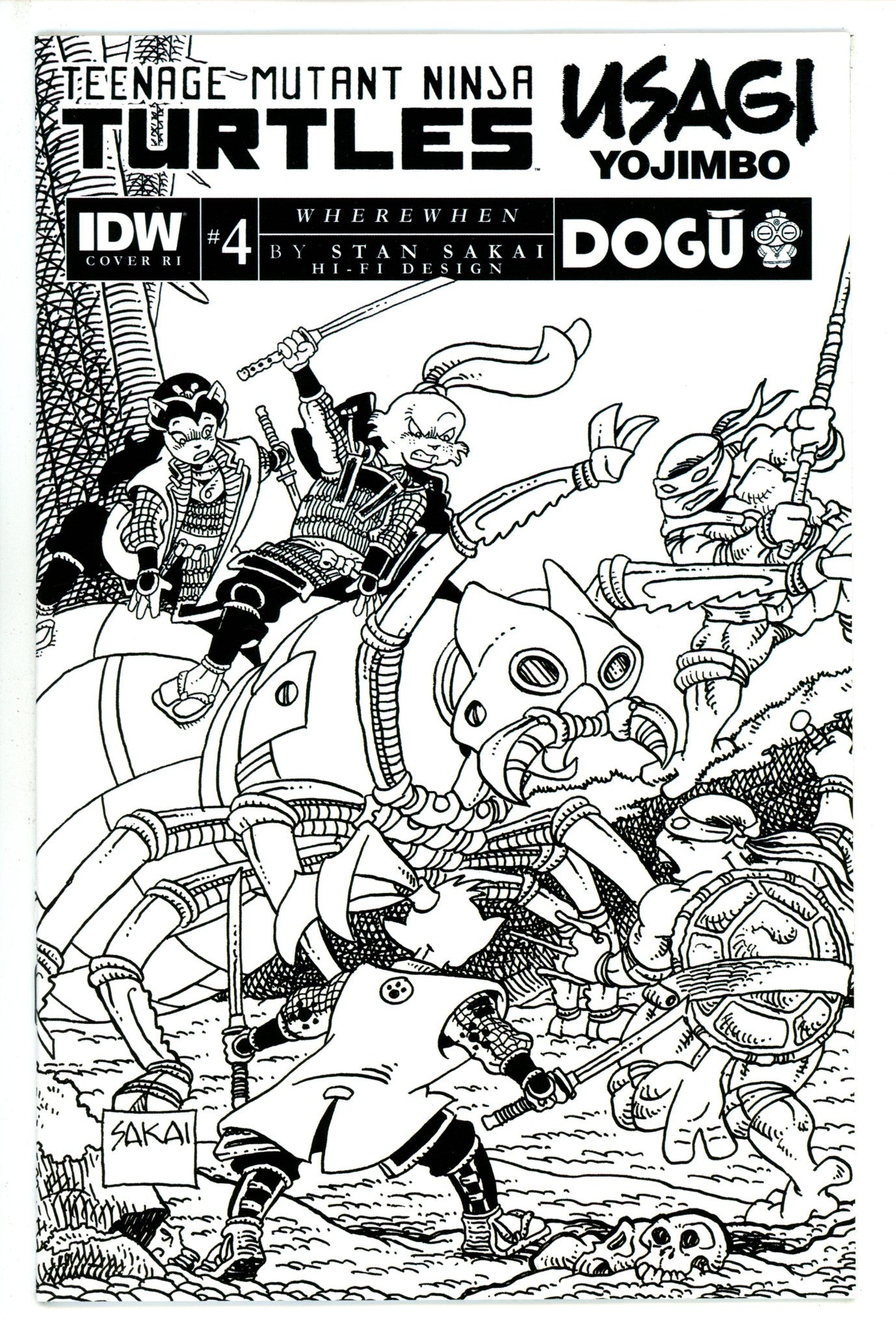 Teenage Mutant Ninja Turtles / Usagi Yojimbo: WhereWhen 4 Sakai B&W Incentive Variant NM- (2023)