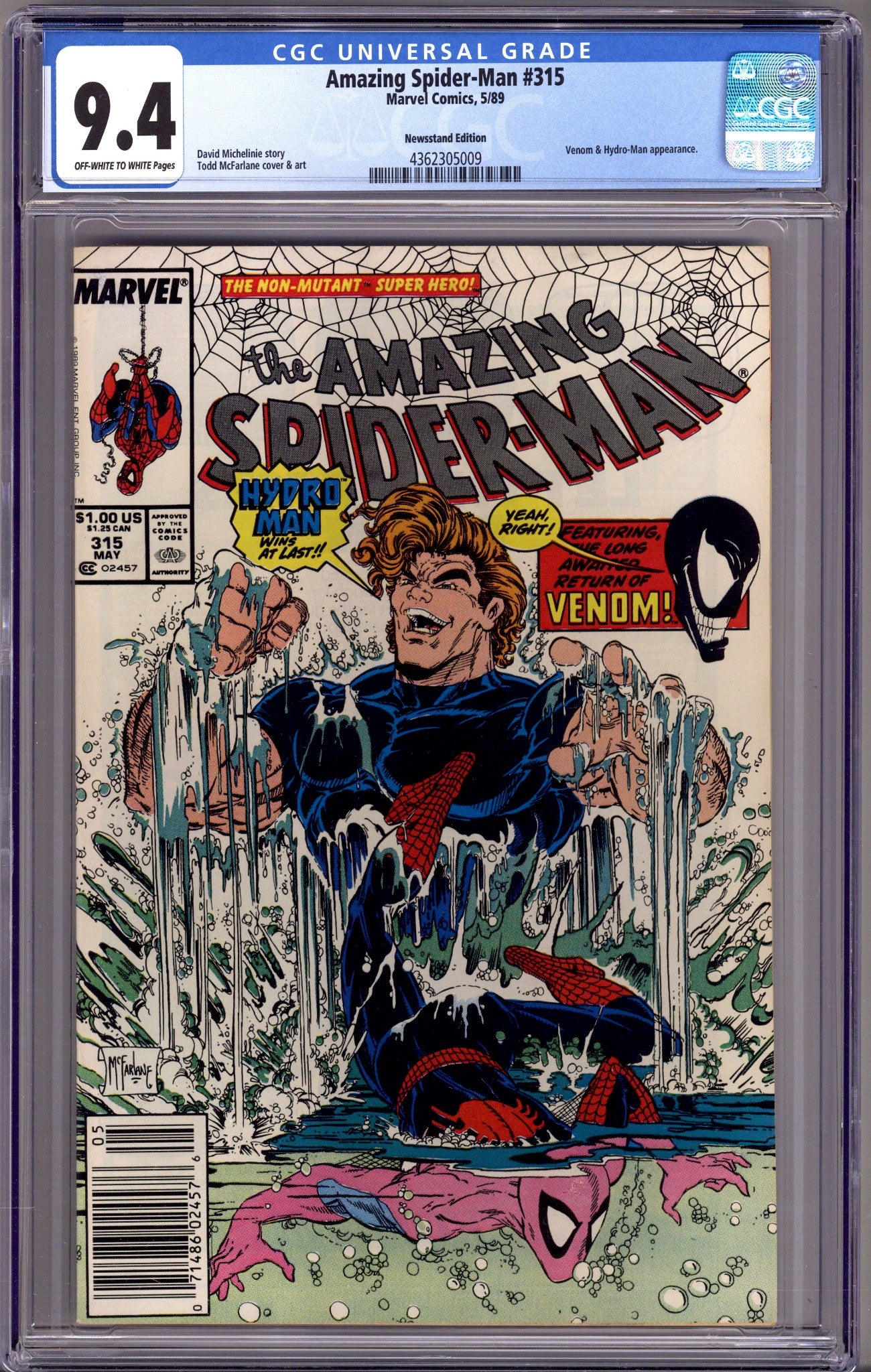 The Amazing Spider-Man Vol 1 315 CGC 9.4 (NM) (1989) Newsstand 
