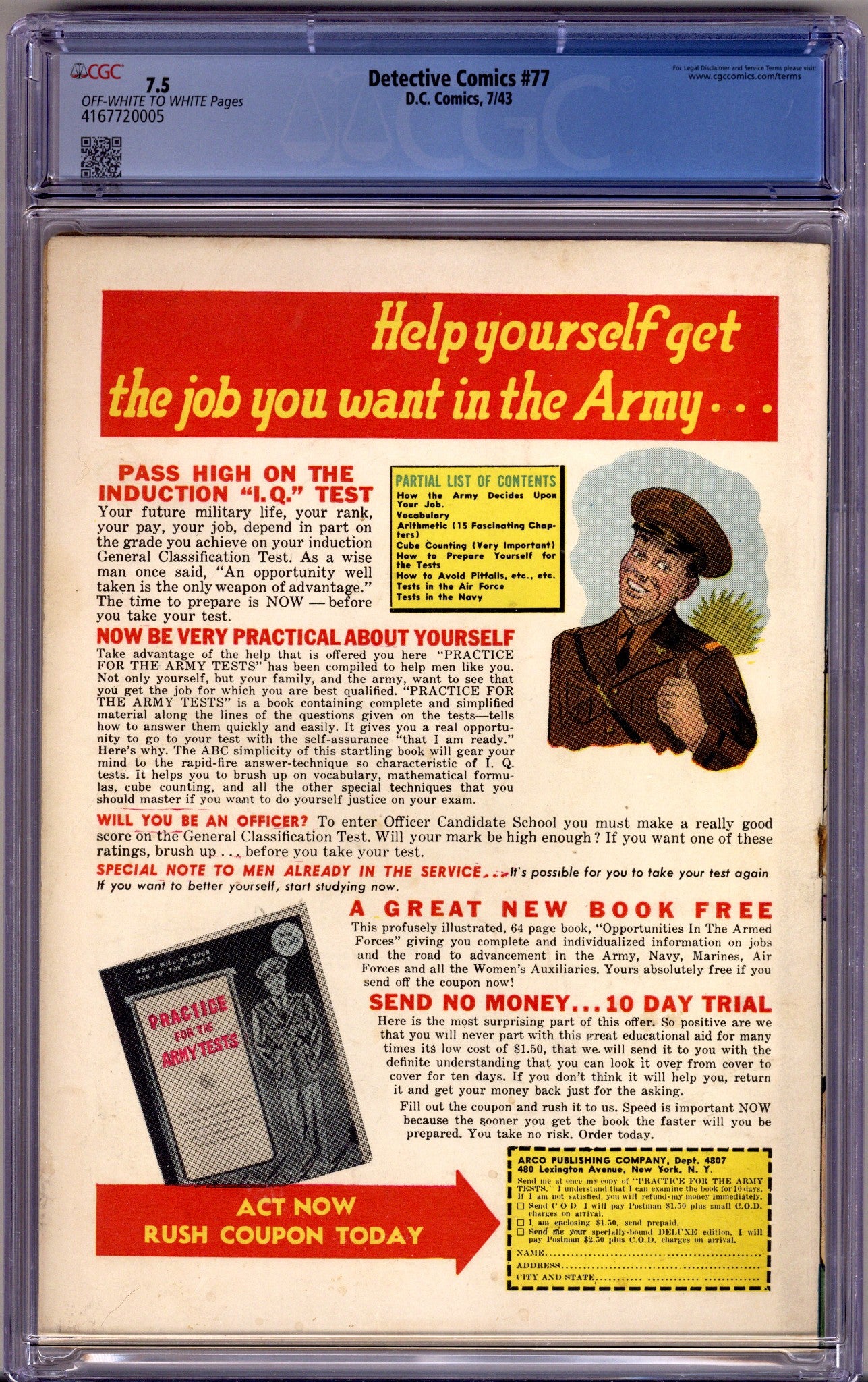 Detective Comics Vol 1 77 CGC 7.5 (VF-) Conserved (1943)