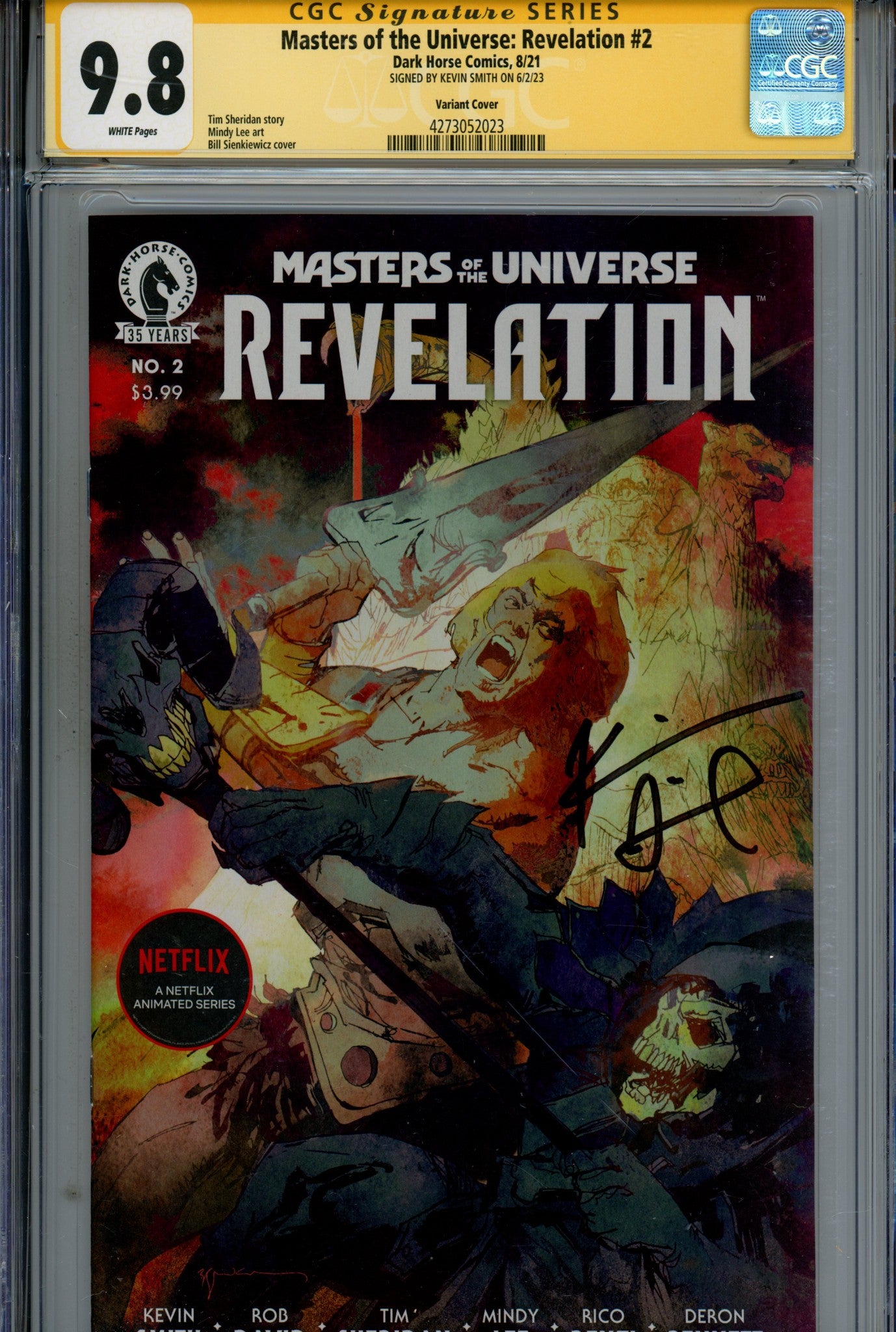 Masters of the Universe: Revelation 2 Sienkiewicz Variant CGC 9.8 Signed Kevin Smith (2021)