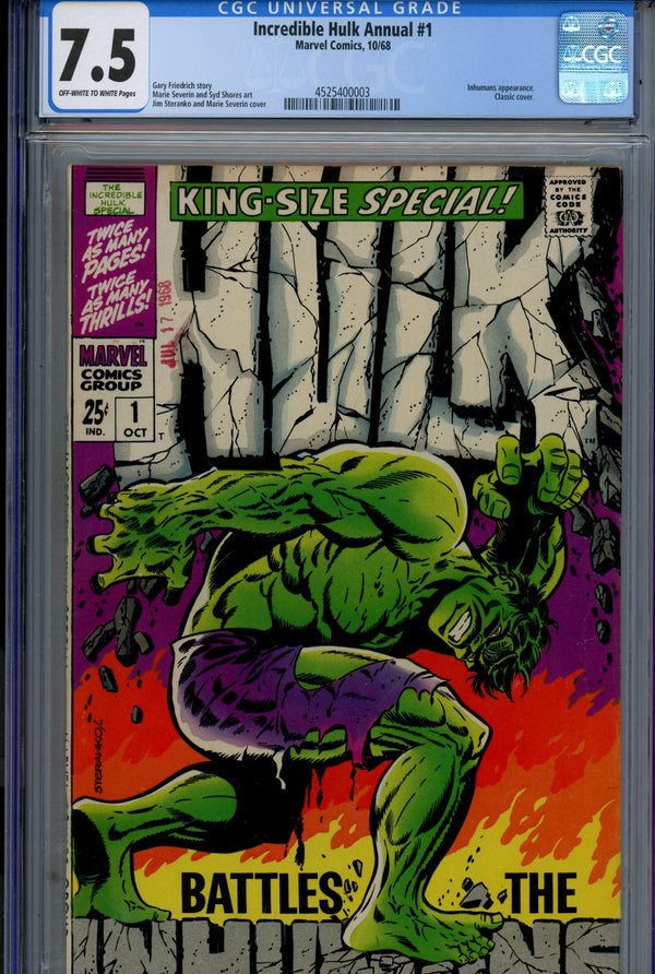 Incredible Hulk [King Size Special] 1 CGC 7.5 (VF-) (1968)