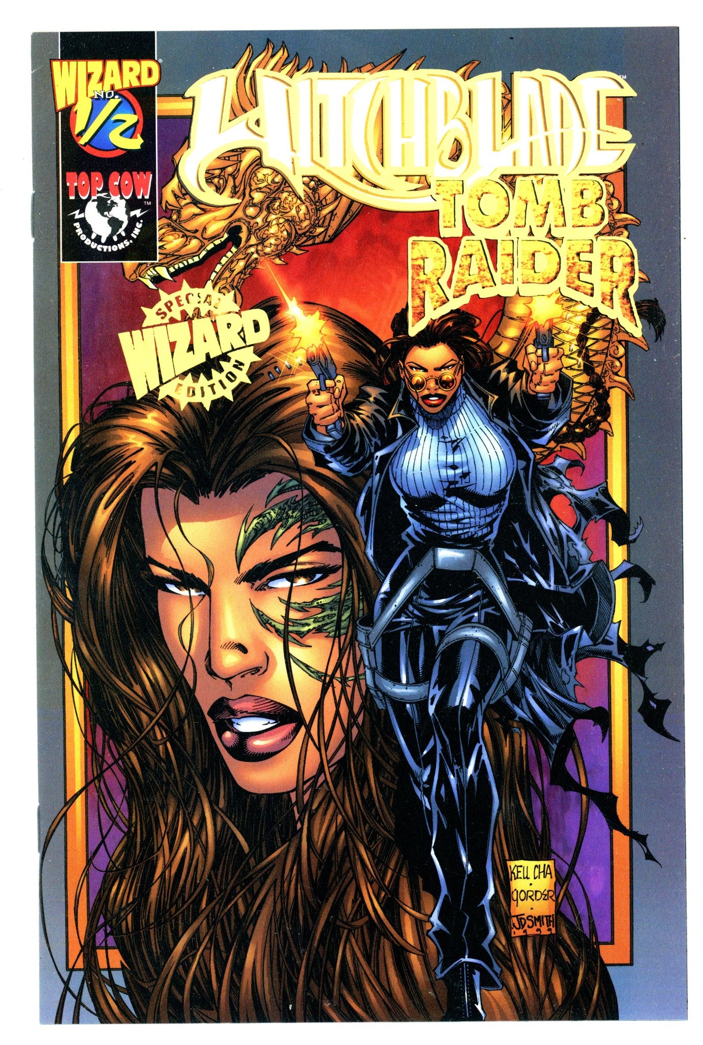 Witchblade / Tomb Raider 44928 Cha Gold Foil Wizard Special Exclusive Variant VF+ (2000)