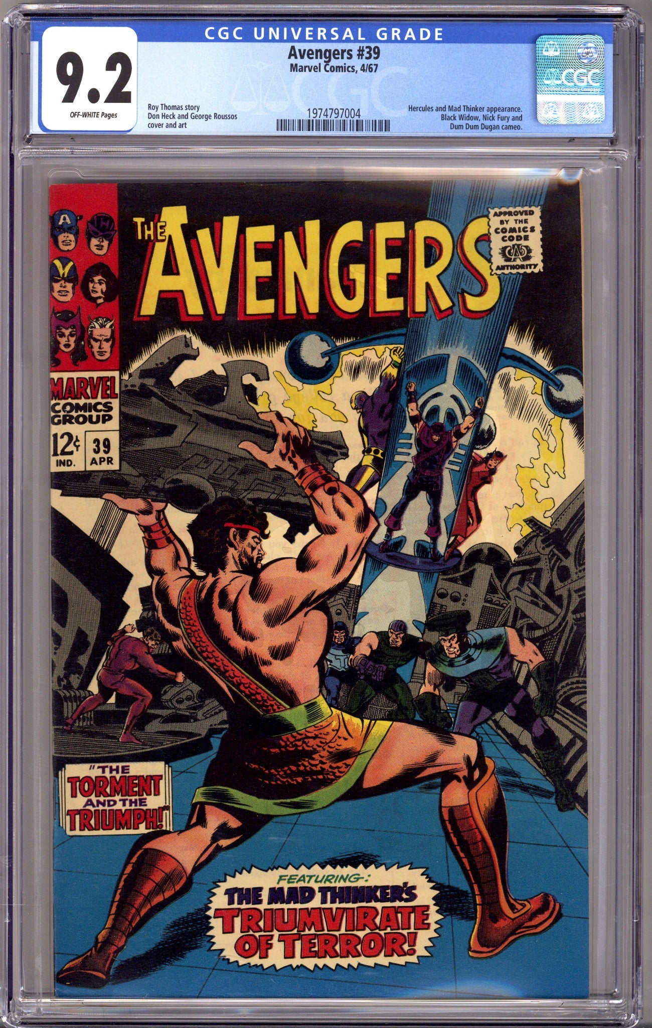 The Avengers Vol 1 39 CGC 9.2 (NM-) (1967)