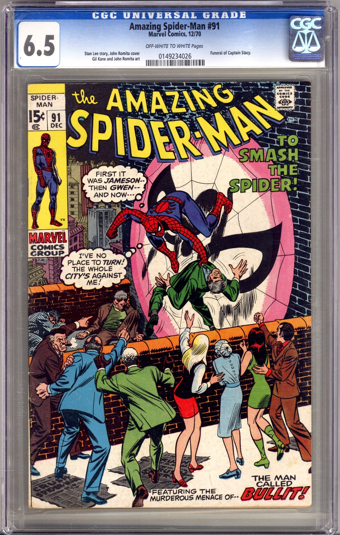 The Amazing Spider-Man Vol 1 91 CGC 6.5 (FN+) (1970) 