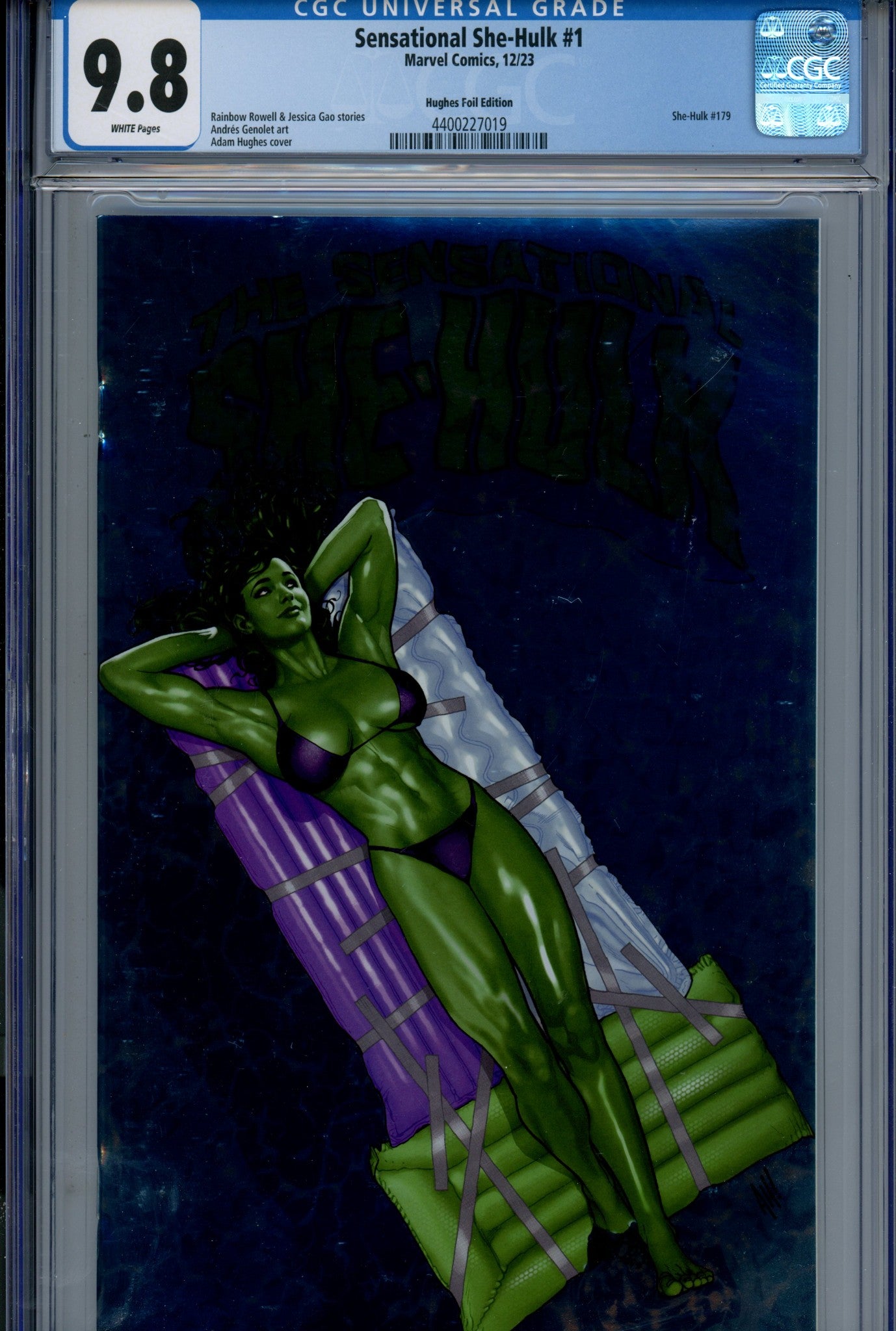 Sensational She-Hulk Vol 2 1 CGC 9.8 (NM/M) (2023) Hughes Foil Variant 