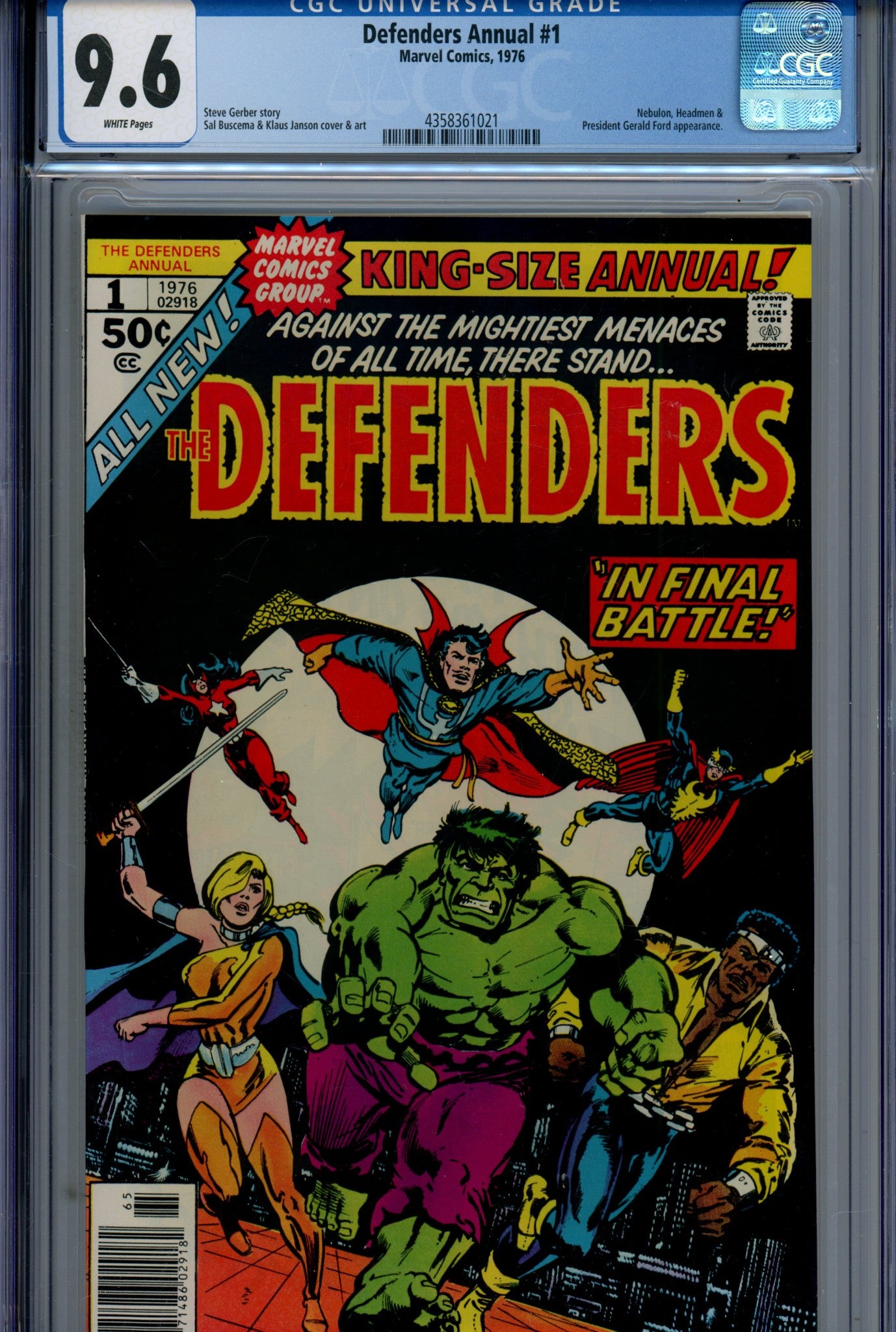 The Defenders Annual Vol 1 1 CGC 9.6 (NM+) (1976) 