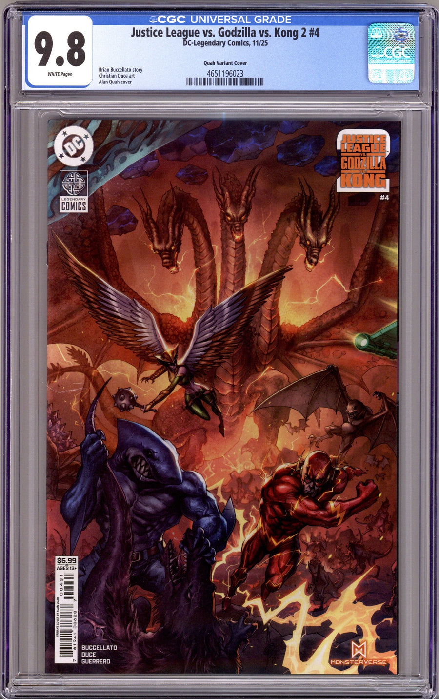 Justice League vs. Godzilla vs. Kong 2 4 CGC 9.8 (NM/M) (2025) Quah Variant 