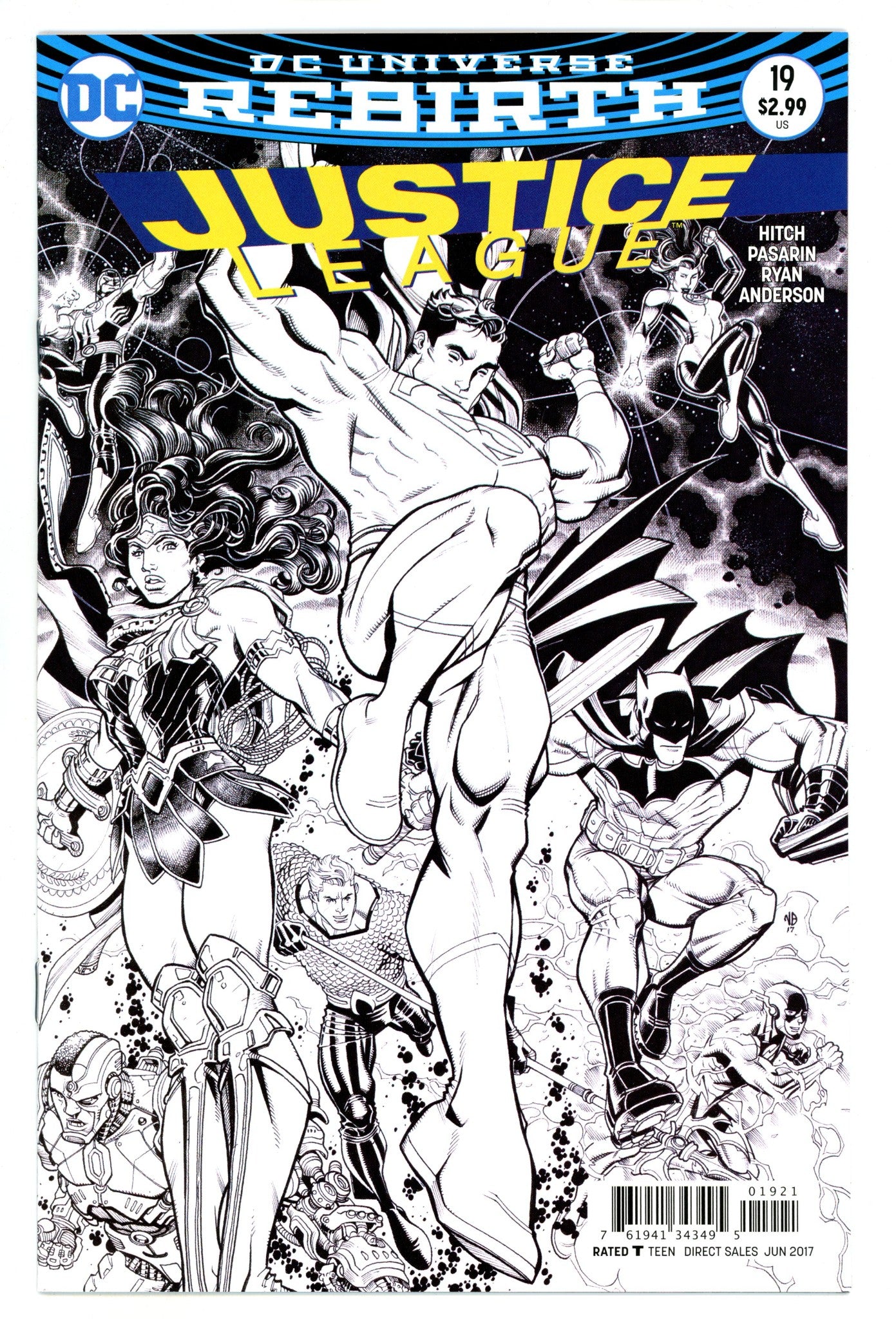 Justice League Vol 2 19 High Grade (2017) Bradshaw B&W Variant 