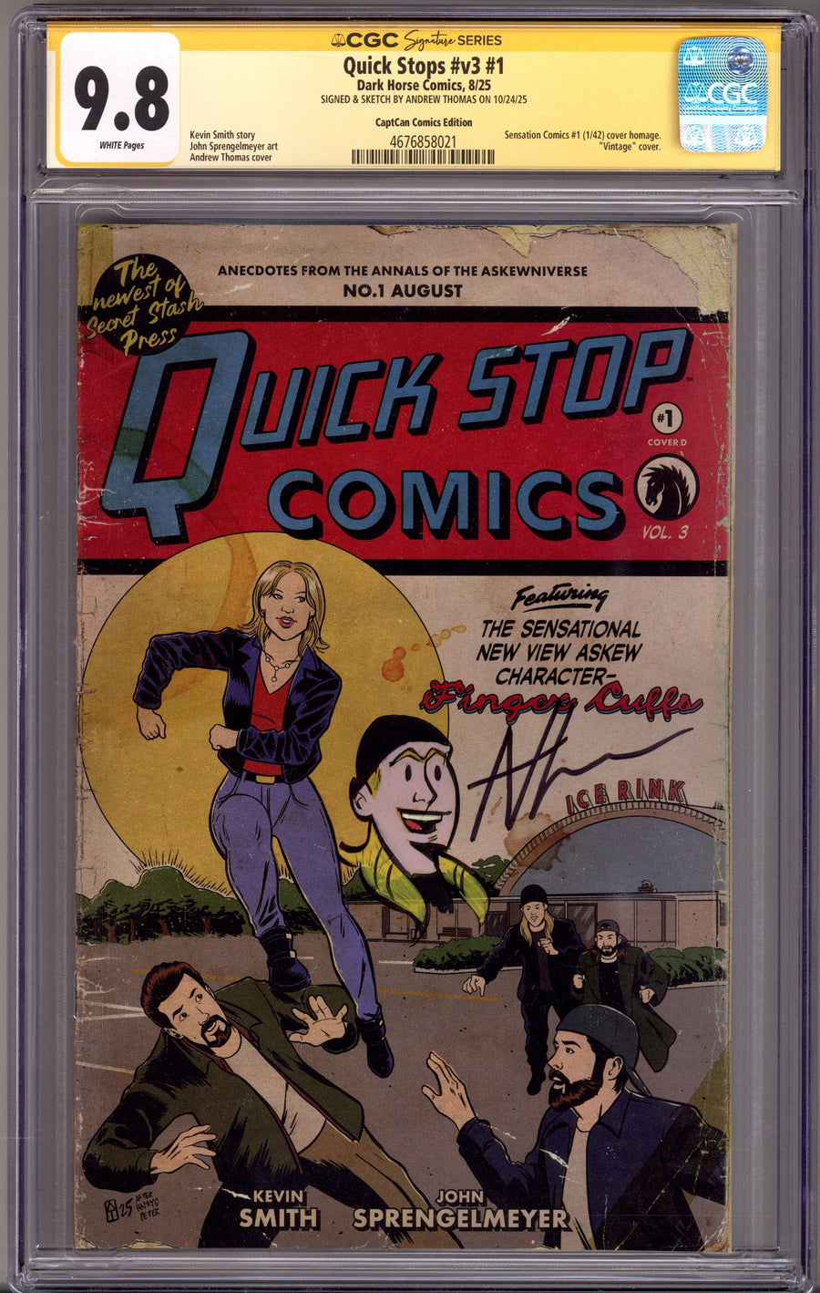 Quick Stops Vol 3 1 CGC 9.8 (NM/M) Jay Remark  (2025) Thomas Homage   Exclusive Variant  Signed x1 Cover Andrew Thomas 