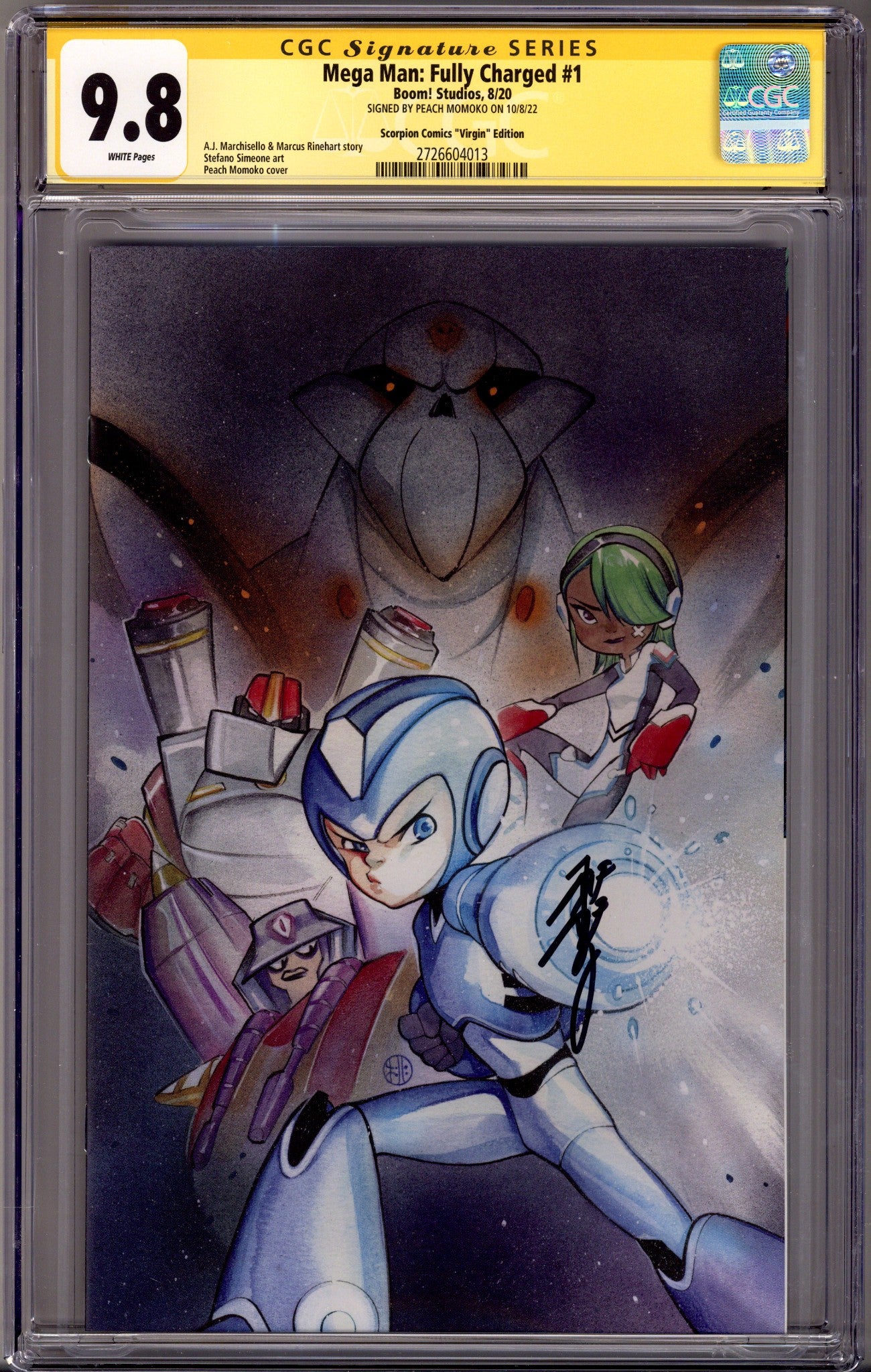 Mega Man: Fully Charged 1 CGC 9.8 (NM/M) (2020) Momoko Virgin Exclusive Variant Signed x1 Cover Peach Momoko