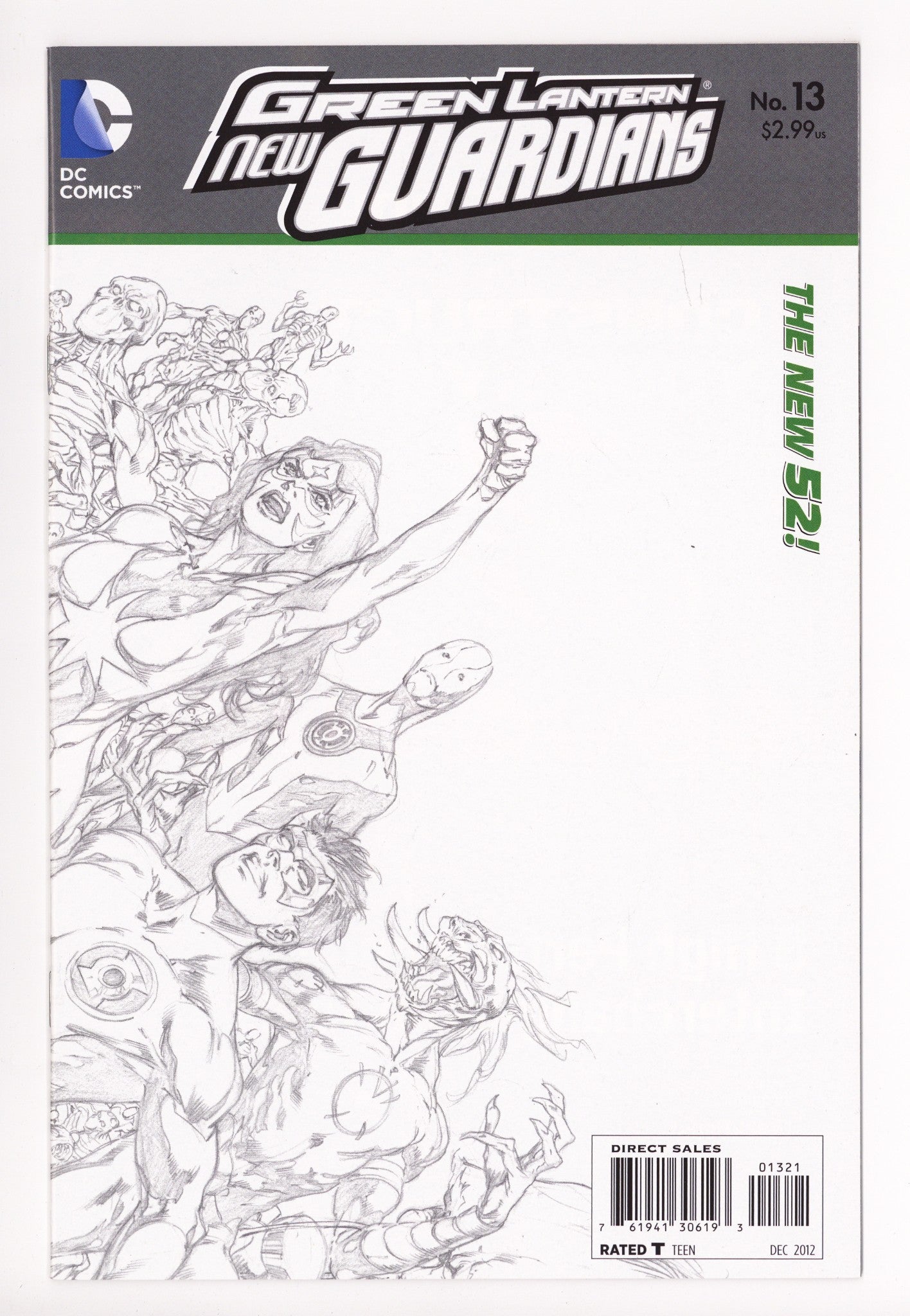 Green Lantern: New Guardians 13 High Grade (2012) Reis Wraparound Sketch Variant 