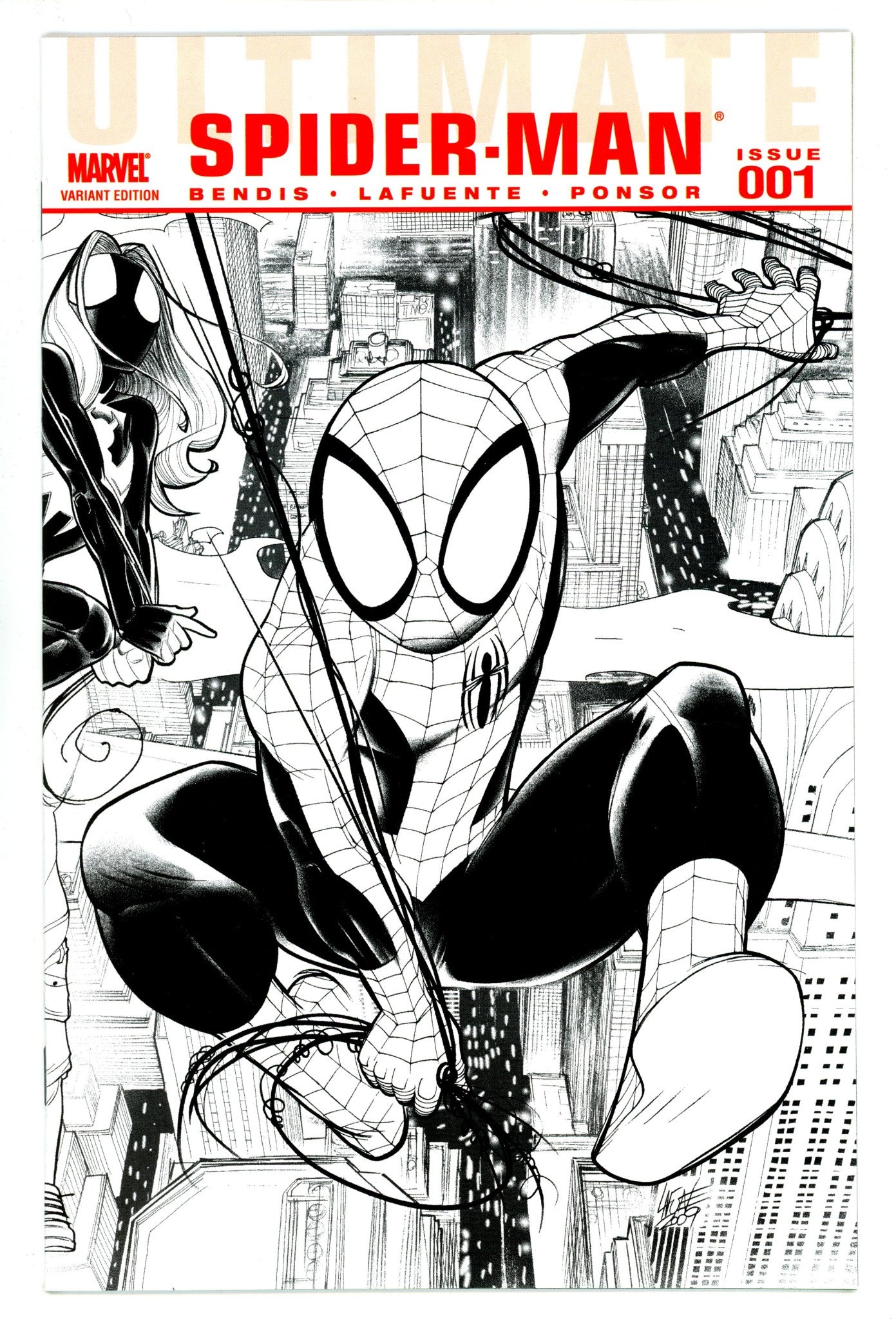 Ultimate Comics Spider-Man Vol 1 1 NM- (9.2) (2009) Lafuente B&W Variant 