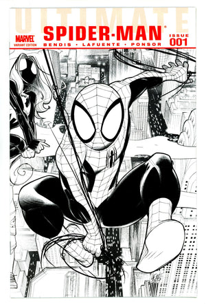 Ultimate Comics Spider-Man Vol 1 1 NM- (9.2) (2009) Lafuente B&W Variant