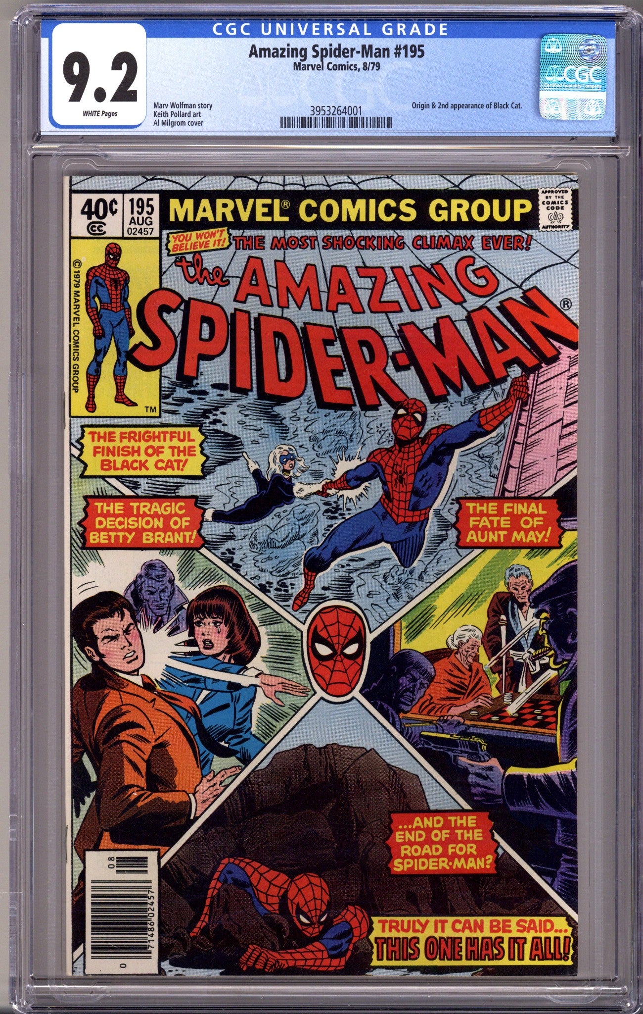 The Amazing Spider-Man Vol 1 195 CGC 9.2 (NM-) (1979) Newsstand 