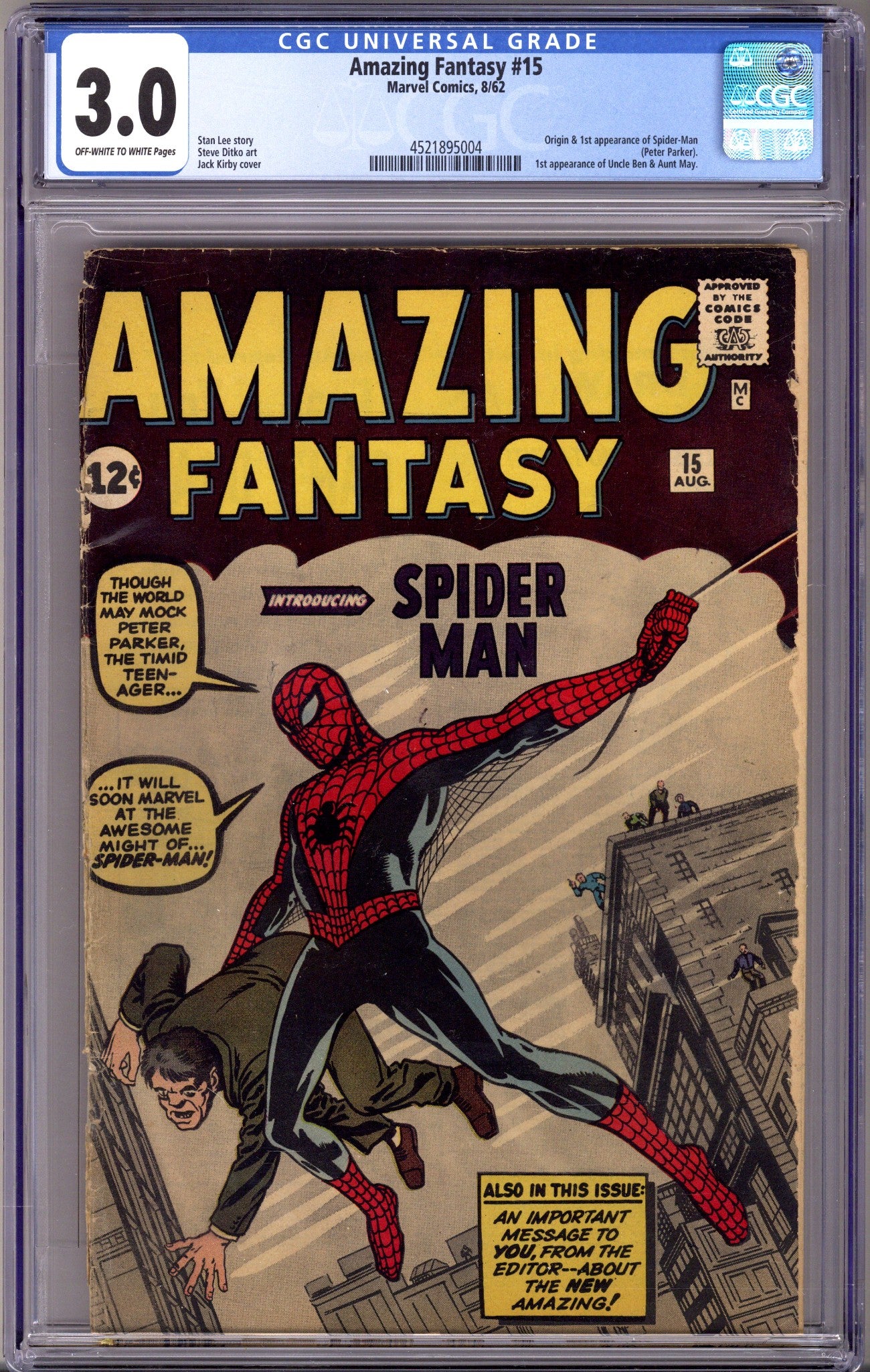 Amazing Fantasy Vol 1 15 CGC 3.0 (GD/VG) (1962) 