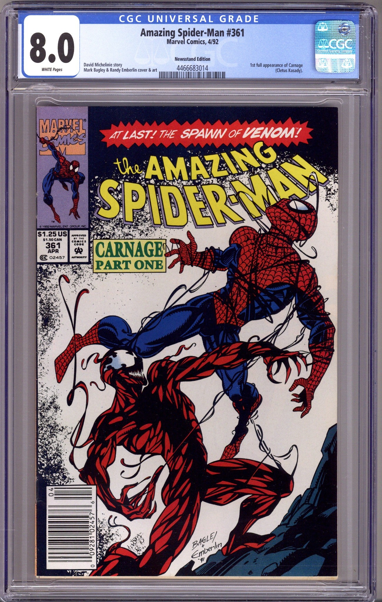 The Amazing Spider-Man Vol 1 361 CGC 8.0 (VF) (1992) Newsstand 