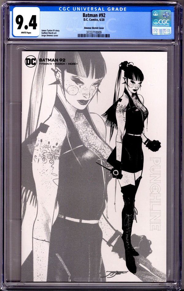 Batman Vol 3 92 Jimenez B&W One Per Store Variant CGC 9.4 (2020)