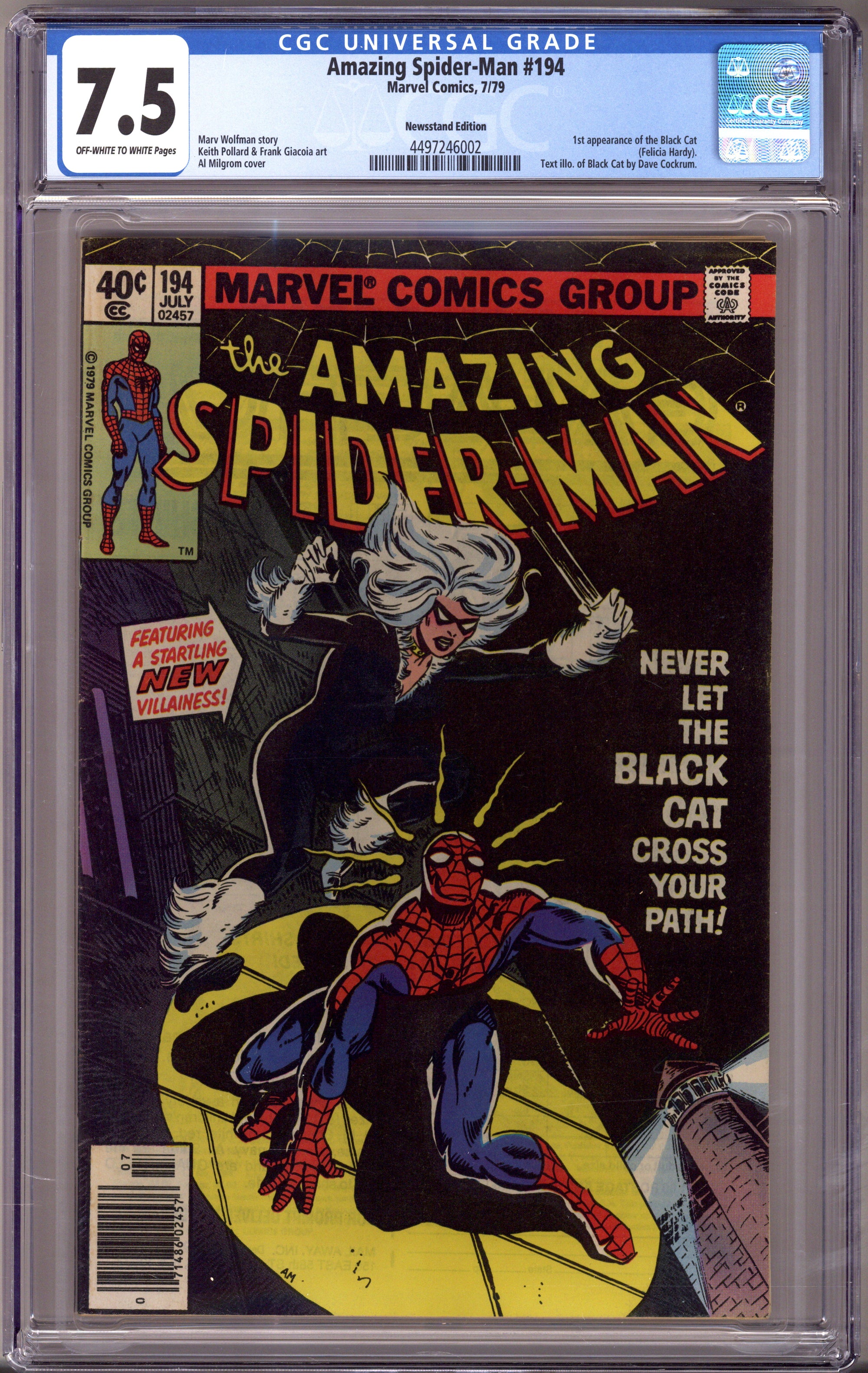 The Amazing Spider-Man Vol 1 194 CGC 7.5 (VF-) (1979) Newsstand 