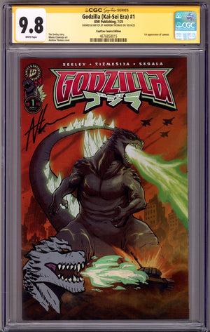 Godzilla (Kai-Sei Era) Vol 3 1 CGC 9.8 (NM/M)   (2025) Thomas     Exclusive Variant  Signed / Remarked x1 Cover Andrew Thomas