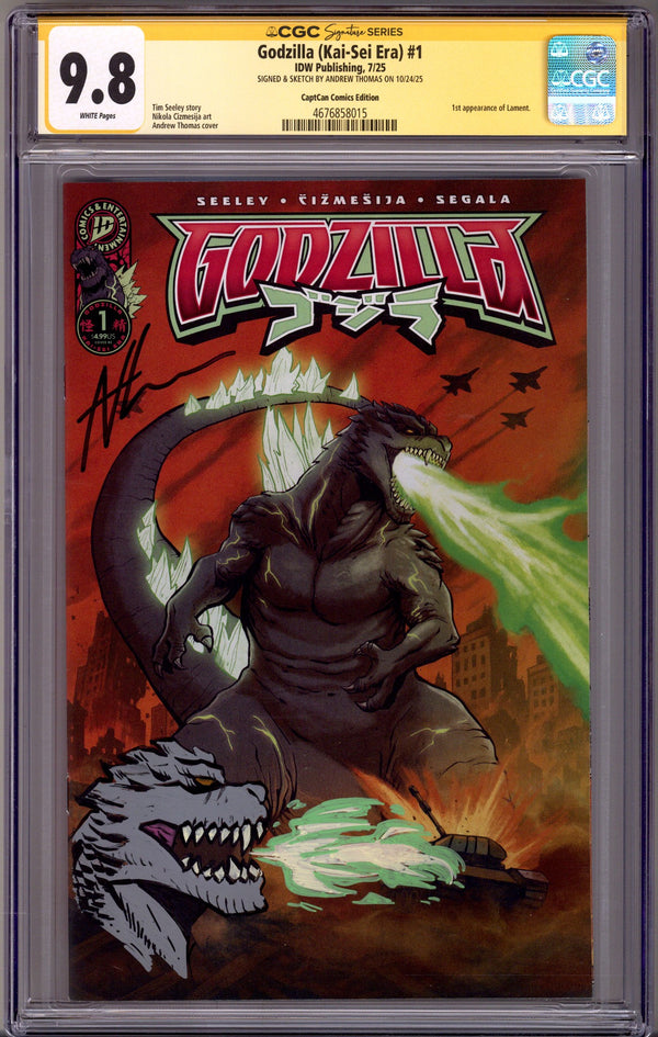 Godzilla (Kai-Sei Era) Vol 3 1 CGC 9.8 (NM/M)   (2025) Thomas     Exclusive Variant  Signed / Remarked x1 Cover Andrew Thomas